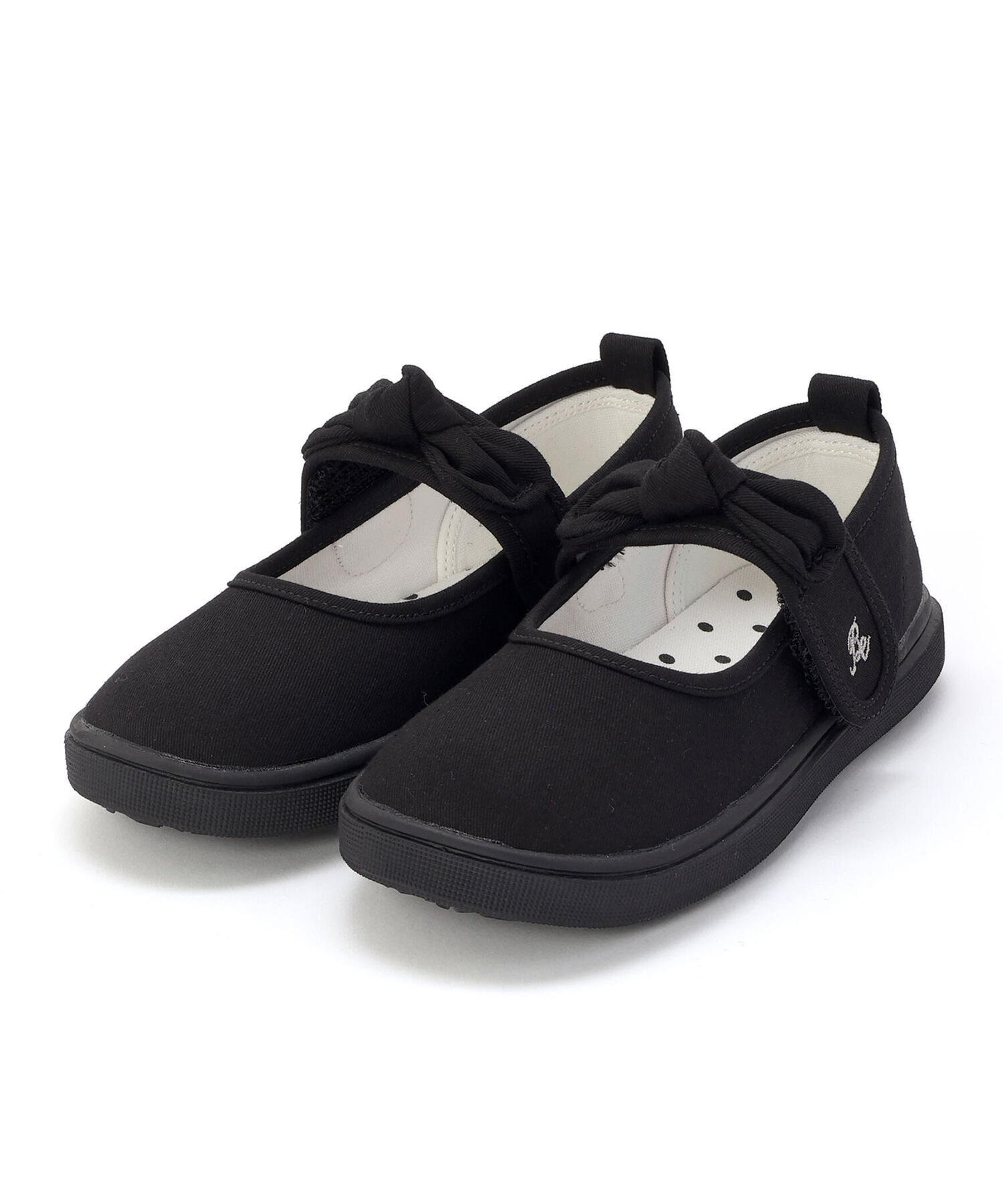 【ベベ オンライン ストア/BEBE ONLINE STORE / KIDS】のリボン付きベルクロストラップシューズ(13~20cm) インテリア・キッズ・メンズ・レディースファッション・服の通販 founy(ファウニー) 　ファッション　Fashion　キッズファッション　Fashion for Kids　コレクション　Collection, Seasonal Line　シューズ　Shoes, Footwear　シンプル　Simple, Minimal　ストラップシューズ　Strap Shoes, Mary Janes　スニーカー　Sneakers, Trainers　ツイル　Twist, Twisted Detail　ドット　Polka Dot, Dot Pattern　フォーマル　Formal, Dressy　ベーシック　Basic, Essential　モチーフ　Motif, Design Theme　ラップ　Wrap, Wrap Design　リボン　Ribbon, Bow　ワンポイント　One Point, Statement Accent　A/W・秋冬　Autumn/Winter　2025年　2025　2025-2026秋冬・A/W　Autumn/Winter 2025–26 AW25–26　ブラック|ID: prp329100004988321 ipo3291000000037369276