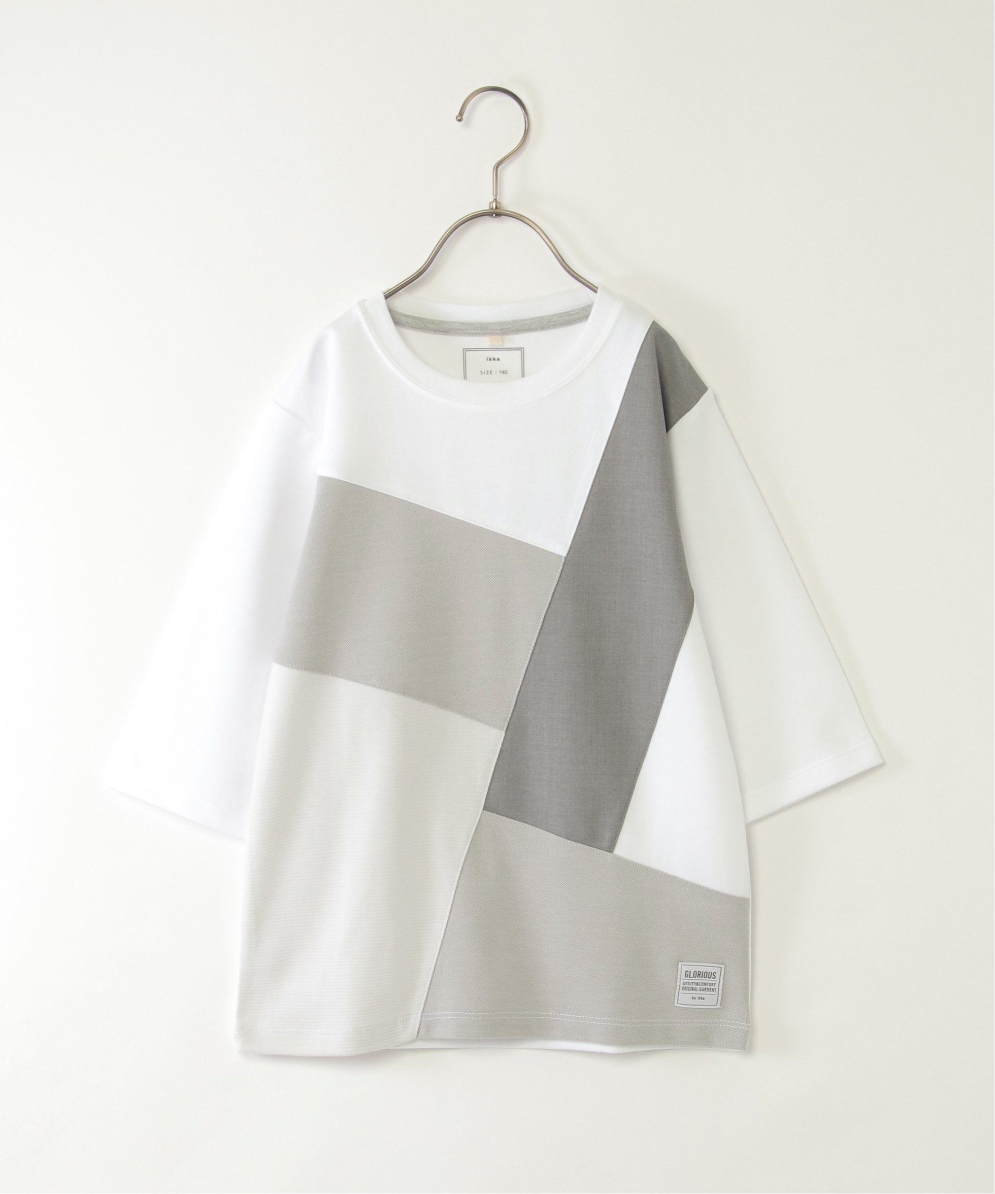 【イッカ/ikka / KIDS】の【親子コーデ】7分袖ポンチブロックスTシャツ(120~160cm) インテリア・キッズ・メンズ・レディースファッション・服の通販 founy(ファウニー) 　ファッション　Fashion　キッズファッション　Fashion for Kids　メンズ　Men's, Menswear　長袖　Long Sleeve, Full Sleeve　ホワイト|ID: prp329100004988359 ipo3291000000037369476