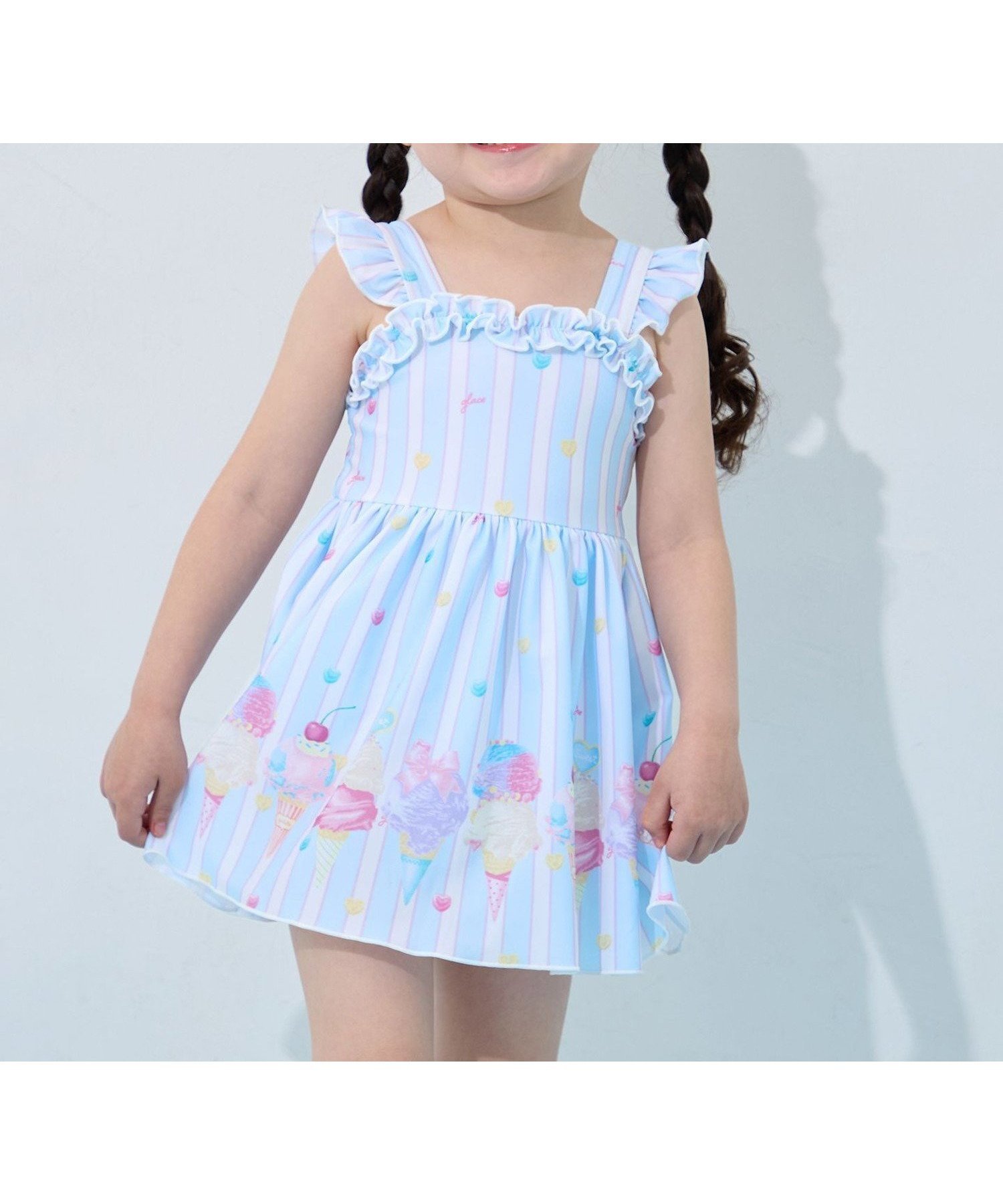 【エニー/ANY / KIDS】の【UVカット】フリルワンピース水着 インテリア・キッズ・メンズ・レディースファッション・服の通販 founy(ファウニー) 　ファッション　Fashion　キッズファッション　Fashion for Kids　フリル　Frill, Ruffle　水着　Swimsuit, Swimwear　サックスブルー×アイス[062]|ID: prp329100004988404 ipo3291000000037369694