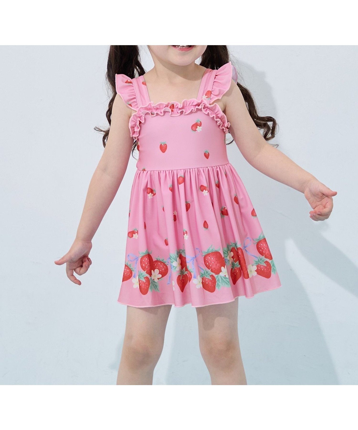 【エニー/ANY / KIDS】の【UVカット】フリルワンピース水着 インテリア・キッズ・メンズ・レディースファッション・服の通販 founy(ファウニー) 　ファッション　Fashion　キッズファッション　Fashion for Kids　フリル　Frill, Ruffle　水着　Swimsuit, Swimwear　ピンク×イチゴ[012]|ID: prp329100004988404 ipo3291000000037369695