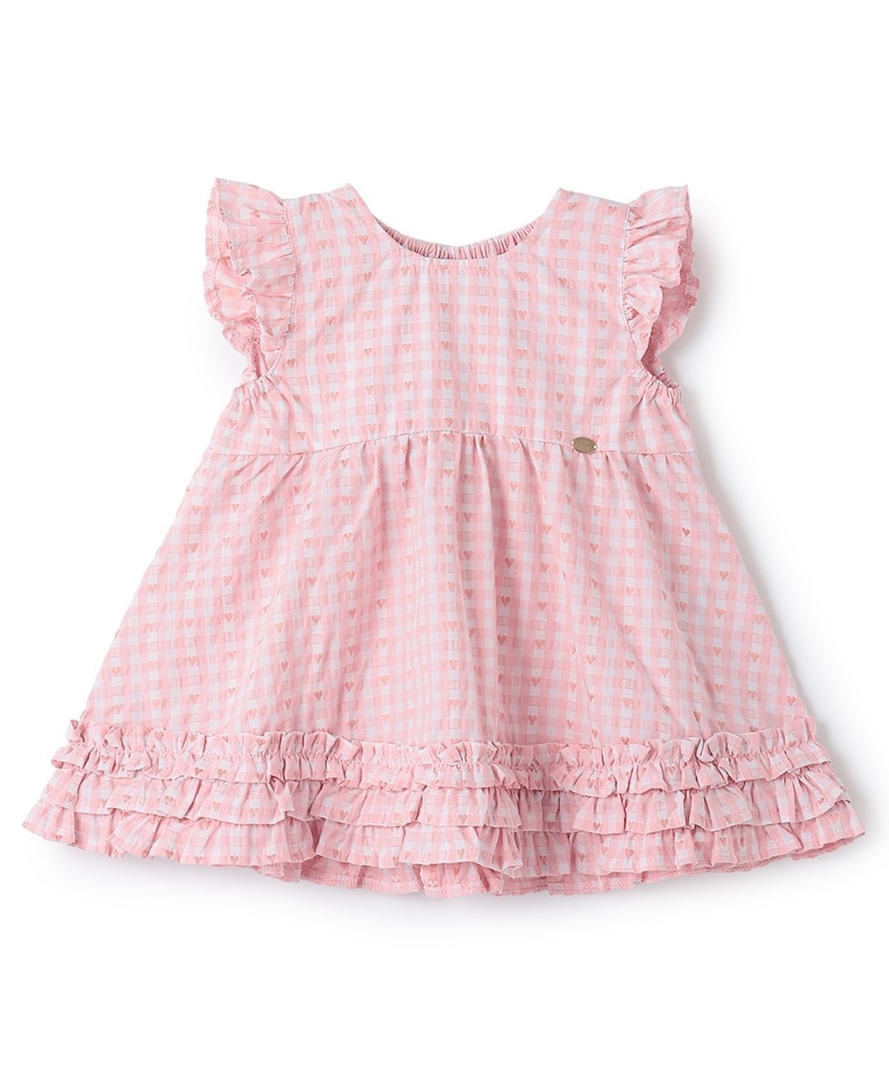 【ナルミヤ オンライン/NARUMIYA ONELINE / KIDS】のハートギンガムチュニック インテリア・キッズ・メンズ・レディースファッション・服の通販 founy(ファウニー) 　ファッション　Fashion　キッズファッション　Fashion for Kids　ギンガム　Gingham, Gingham Fabric　チェック　Check, Plaid, Tartan　チュニック　Tunic, Long Top　フリル　Frill, Ruffle　ポケット　Pocket, Pocket Detail　ピンク|ID: prp329100004988409 ipo3291000000037369744