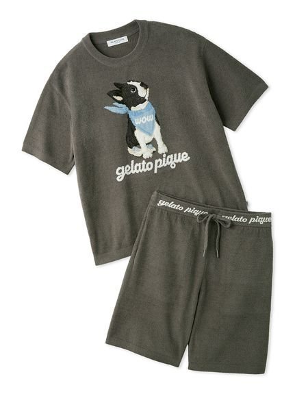 【ジェラートピケ オム/GELATO PIQUE HOMME / MEN】の【ONLINE限定】【HOMME】エアリーモコボストンテリアジャガードプルオーバー ハーフパンツセット インテリア・キッズ・メンズ・レディースファッション・服の通販 founy(ファウニー) 　ファッション　Fashion　メンズファッション　Fashion for Men　トップス・カットソー　Cut & Sew Tops　ボトムス　Bottoms　ハーフパンツ・ショートパンツ　Shorts & Half Pants　スニーカー　Sneakers, Trainers　スマート　Smart, Elegant　セットアップ　Set-Up, Coordinated Outfit　ハーフ　Half, Half-Length　バンダナ　Bandana, Head Scarf　ボストン　Boston　ボトム　Bottoms, Lower Wear　ボーダー　Border, Stripe　半袖　Short Sleeve, Half Sleeve　無地　Plain, Solid Color　おすすめ　Recommended / Our Picks　犬　Dog　ギフト プレゼント　Gift / Present　DGRY[008]|ID: prp329100004988451 ipo3291000000037370112