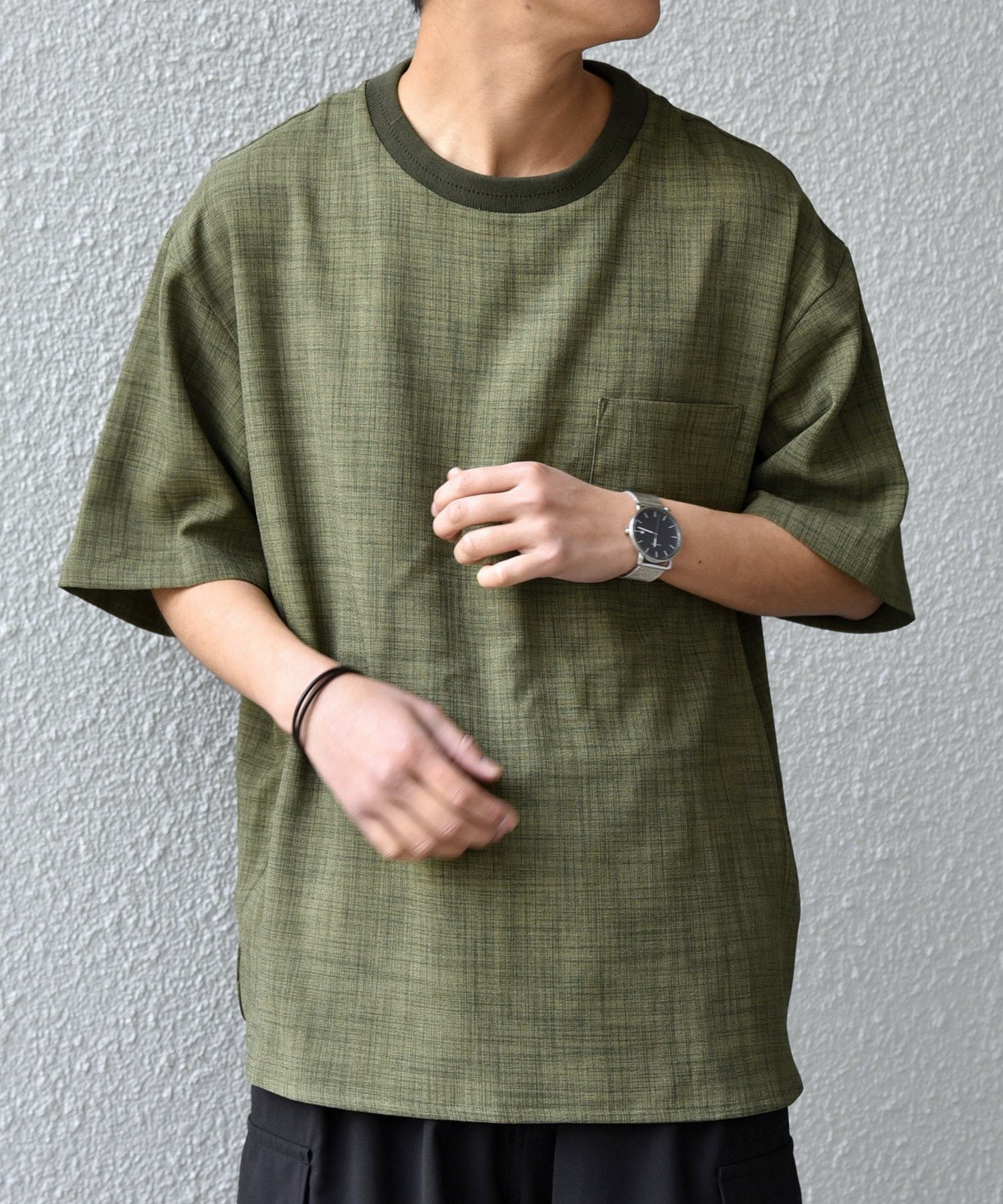 【シップス/SHIPS / MEN】のSHIPS any UVカット FUTURE LINEN CANVAS リネンライク デザイン リブ ポケット Tシャツ インテリア・キッズ・メンズ・レディースファッション・服の通販 founy(ファウニー) 　ファッション　Fashion　メンズファッション　Fashion for Men　ジャケット　Jacket, Outerwear　セットアップ　Set-Up, Coordinated Outfit　テクスチャー　Texture, Textured Fabric　フロント　Front, Front Design　ポケット　Pocket, Pocket Detail　リラックス　Relax, Relaxed Fit　夏　Summer　オリーブ|ID: prp329100004988474 ipo3291000000037370253