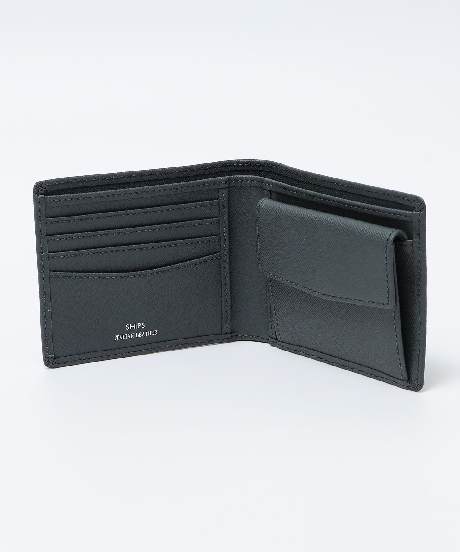 【シップス/SHIPS / MEN】のSHIPS 【SAFFIANO LEATHER】 イタリアンレザー 2つ折 財布 インテリア・キッズ・メンズ・レディースファッション・服の通販 founy(ファウニー) 　ファッション　Fashion　メンズファッション　Fashion for Men　ウォレット　Wallet　ベーシック　Basic, Essential　エレガント 上品　Elegant　財布　Wallet, Purse　ダークグレー|ID: prp329100004988660 ipo3291000000037371320