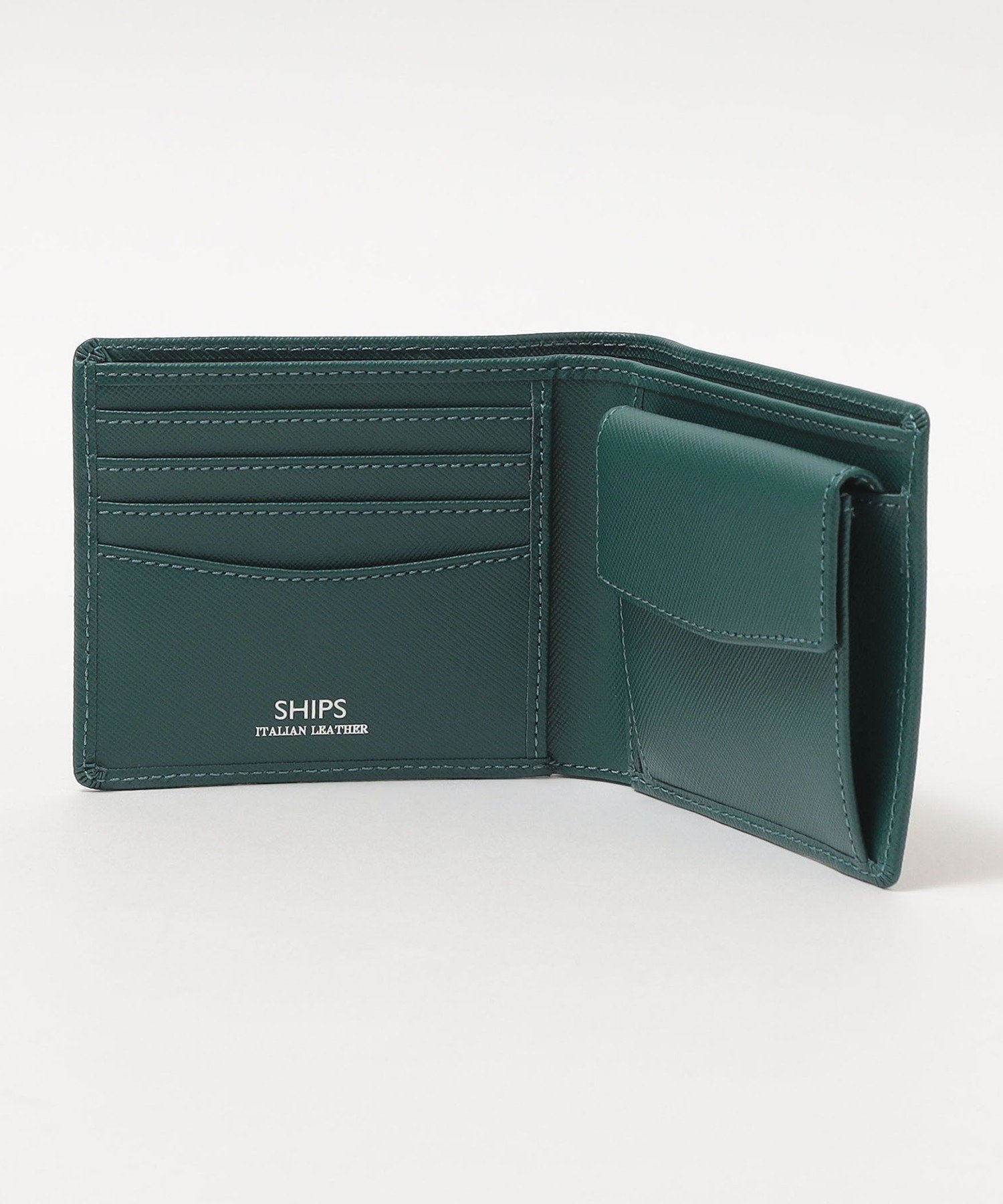 【シップス/SHIPS / MEN】のSHIPS 【SAFFIANO LEATHER】 イタリアンレザー 2つ折 財布 インテリア・キッズ・メンズ・レディースファッション・服の通販 founy(ファウニー) 　ファッション　Fashion　メンズファッション　Fashion for Men　ウォレット　Wallet　ベーシック　Basic, Essential　エレガント 上品　Elegant　財布　Wallet, Purse　ダークグリーン|ID: prp329100004988660 ipo3291000000037371327