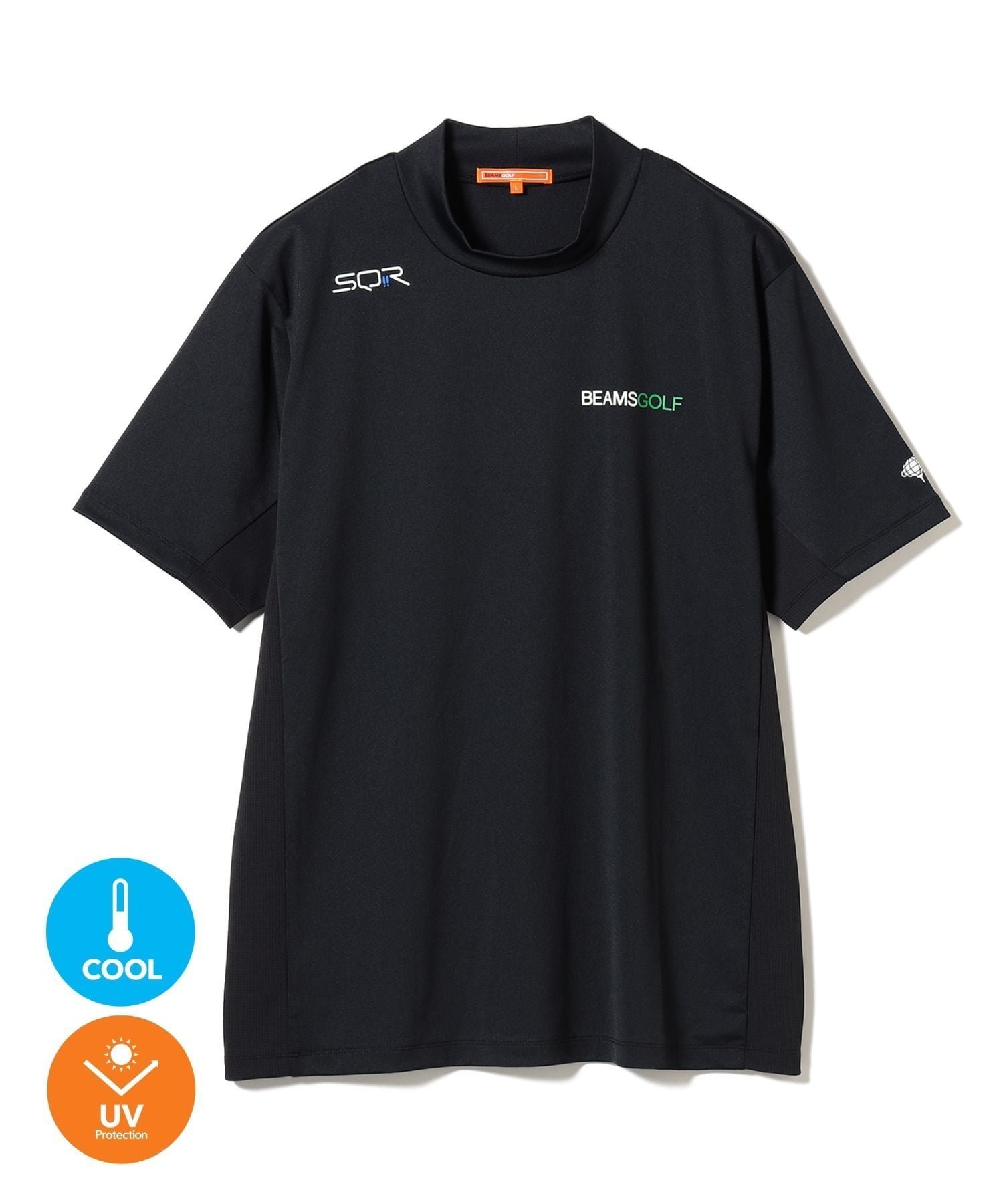 【ビームス ゴルフ/BEAMS GOLF / MEN】のORANGE LABEL / USシリーズ SQR ストレッチ モックネックシャツ(接触冷感・UVカット) インテリア・キッズ・メンズ・レディースファッション・服の通販 founy(ファウニー) 　ファッション　Fashion　メンズファッション　Fashion for Men　アウトドア　Outdoor Clothing　春　Spring　シンプル　Simple, Minimal　ストレッチ　Stretch, Stretchy Fabric　スポーティ　Sporty, Casual Athletic　スマート　Smart, Elegant　定番　Standard, Basic Item　フィット　Fit, Slim Fit　フロント　Front, Front Design　プリント　Print, Printed Pattern　メッシュ　Mesh, Net Fabric　モックネック　Mock Neck, Short Turtleneck　ラウンド　Round, Round Neck　S/S・春夏　SS, Spring/Summer, Warm Season　おすすめ　Recommended / Our Picks　夏　Summer　ゴルフ　Golf　BLACK|ID: prp329100004988694 ipo3291000000037371539