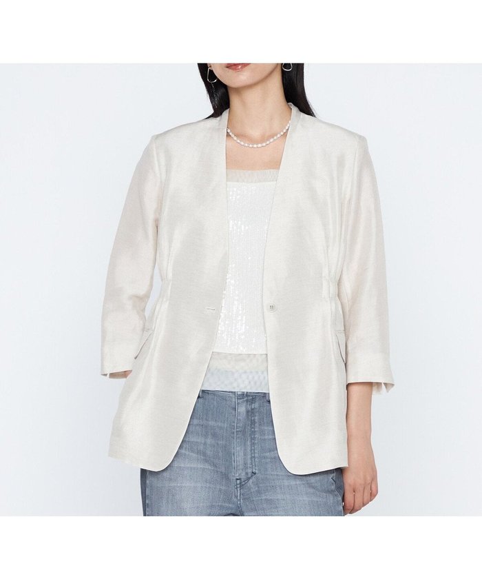 【コムサ/COMME CA】の《セットアップ対応》リネン*シルクツイル ノーカラー タックジャケット インテリア・キッズ・メンズ・レディースファッション・服の通販 founy(ファウニー) https://founy.com/ ファッション Fashion レディースファッション Fashion for Women アウター Coat / Outerwear Collection レディースジャケット・軽アウター Jackets シフォン Chiffon, Lightweight Fabric シルク Silk, 100% Silk ジャケット Jacket, Outerwear セットアップ Set-Up, Coordinated Outfit タンブラー Tumbler, Travel Mug ツイル Twist, Twisted Detail テーラード Tailored, Tailored Fit ドレープ Drape, Draping Fabric なめらか Smooth, Silky Texture リネン Linen, Linen Fabric レース Lace, Lace Fabric ワイド Wide, Wide Fit |ID: prp329100004988741 ipo3291000000037371806