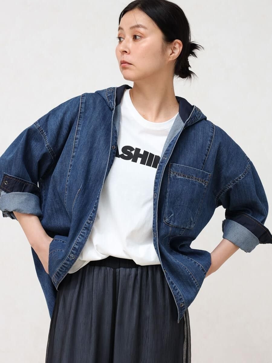 【ラシュッド/LASUD】のデニムフーディジャケット インテリア・キッズ・メンズ・レディースファッション・服の通販 founy(ファウニー) 　ファッション　Fashion　レディースファッション　Fashion for Women　アウター　Coat / Outerwear Collection　レディースジャケット・軽アウター　Jackets　オレンジ　Orange　シンプル　Simple, Minimal　ジャケット　Jacket, Outerwear　デニム　Denim, Jeans Material　バランス　Balance, Style Balance　ボトム　Bottoms, Lower Wear　今季　This Season, Current Season　軽量　Lightweight, Ultra Light　ネイビー|ID: prp329100004988752 ipo3291000000037371864