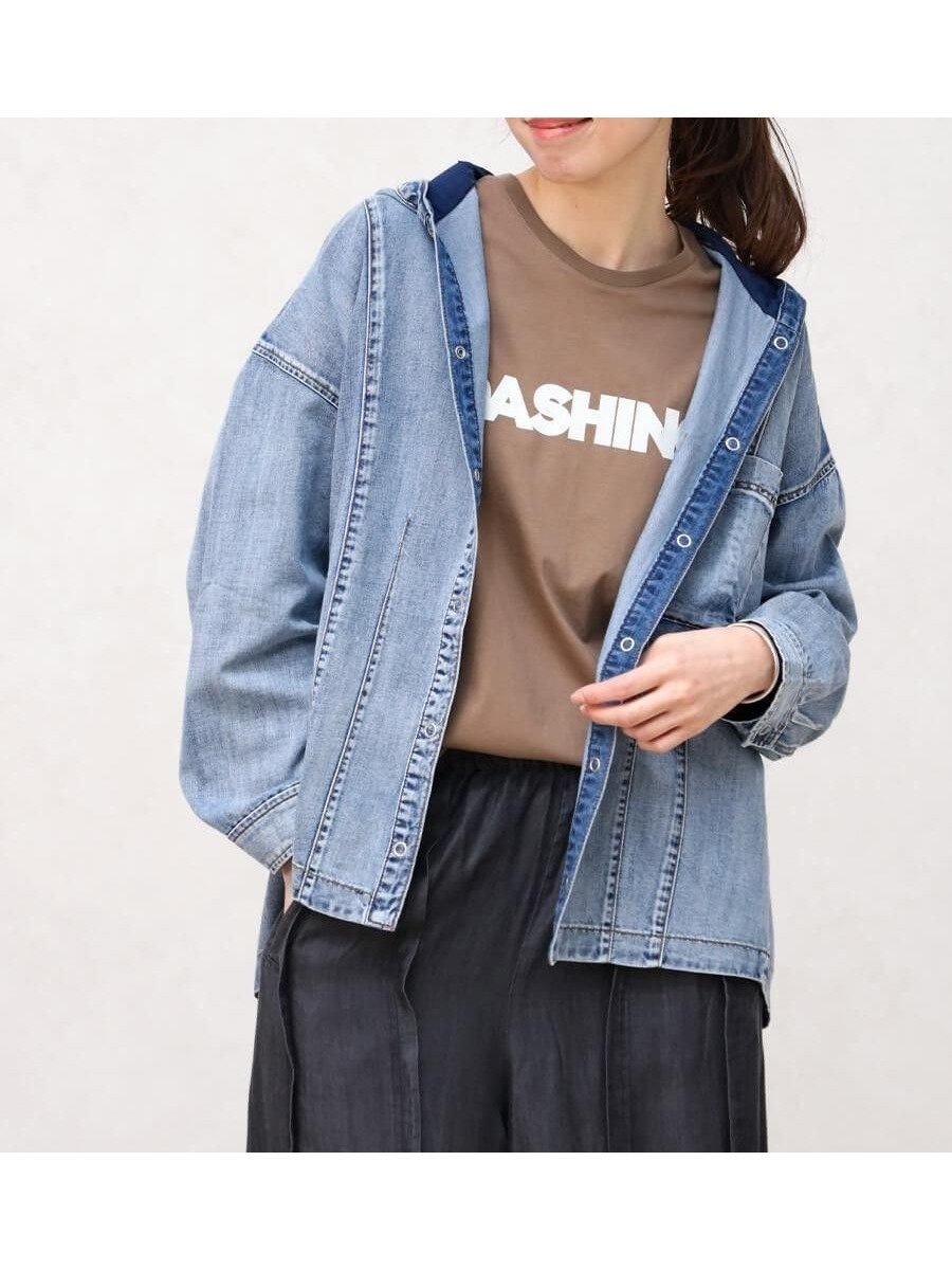 【ラシュッド/LASUD】のデニムフーディジャケット インテリア・キッズ・メンズ・レディースファッション・服の通販 founy(ファウニー) 　ファッション　Fashion　レディースファッション　Fashion for Women　アウター　Coat / Outerwear Collection　レディースジャケット・軽アウター　Jackets　オレンジ　Orange　シンプル　Simple, Minimal　ジャケット　Jacket, Outerwear　デニム　Denim, Jeans Material　バランス　Balance, Style Balance　ボトム　Bottoms, Lower Wear　今季　This Season, Current Season　軽量　Lightweight, Ultra Light　ブルー P|ID: prp329100004988752 ipo3291000000037371865