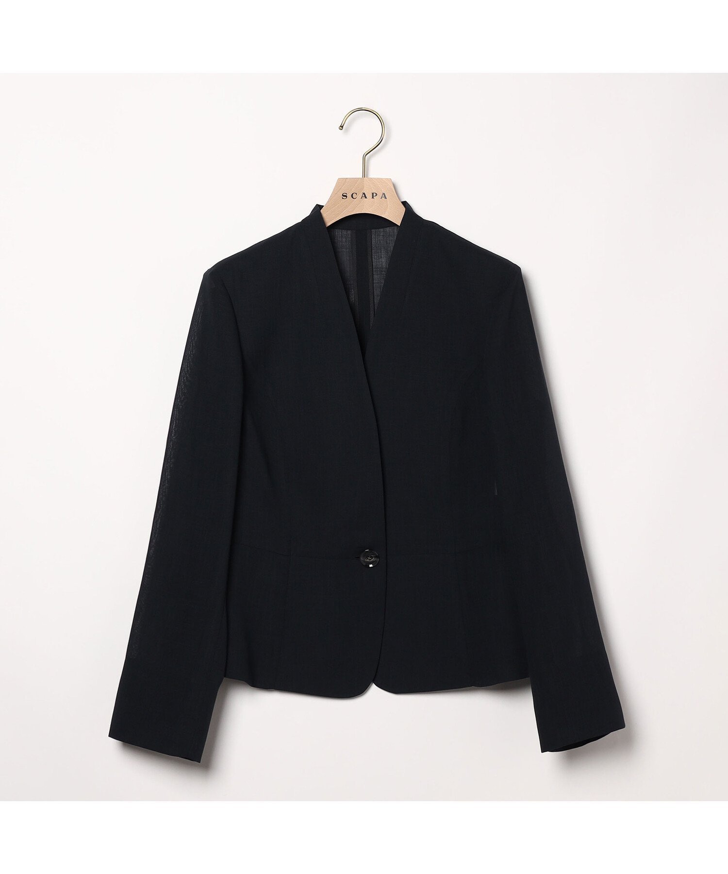 【スキャパ/SCAPA】のシアーローンジャケット インテリア・キッズ・メンズ・レディースファッション・服の通販 founy(ファウニー) 　ファッション　Fashion　レディースファッション　Fashion for Women　アウター　Coat / Outerwear Collection　レディースジャケット・軽アウター　Jackets　シアー　Sheer, See-Through　ジャケット　Jacket, Outerwear　バランス　Balance, Style Balance　フレア　Flare, Flared　ボトム　Bottoms, Lower Wear　ワイド　Wide, Wide Fit　ビジネス 仕事 通勤　Business / Work / Commuting　夏　Summer　ブラック|ID: prp329100004988754 ipo3291000000037371871