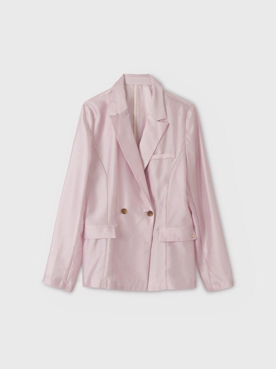 【エイミーイストワール/eimy istoire】のAIRY TAILORED JACKET インテリア・キッズ・メンズ・レディースファッション・服の通販 founy(ファウニー) 　ファッション　Fashion　レディースファッション　Fashion for Women　アウター　Coat / Outerwear Collection　レディースジャケット・軽アウター　Jackets　オーガンジー　Organza Fabric　春　Spring　キャミソール　Camisole, Spaghetti Strap Top　クラシカル　Classical, Vintage-Inspired　シアー　Sheer, See-Through　シルク　Silk, 100% Silk　デニム　Denim, Jeans Material　フィット　Fit, Slim Fit　フェミニン　Feminine, Girly　フラップ　Flap, Flap Pocket　ポケット　Pocket, Pocket Detail　モチーフ　Motif, Design Theme　リラックス　Relax, Relaxed Fit　再入荷　Restock / Back in Stock　夏　Summer　エレガント 上品　Elegant　LIGHT PINK|ID: prp329100004988765 ipo3291000000037371908