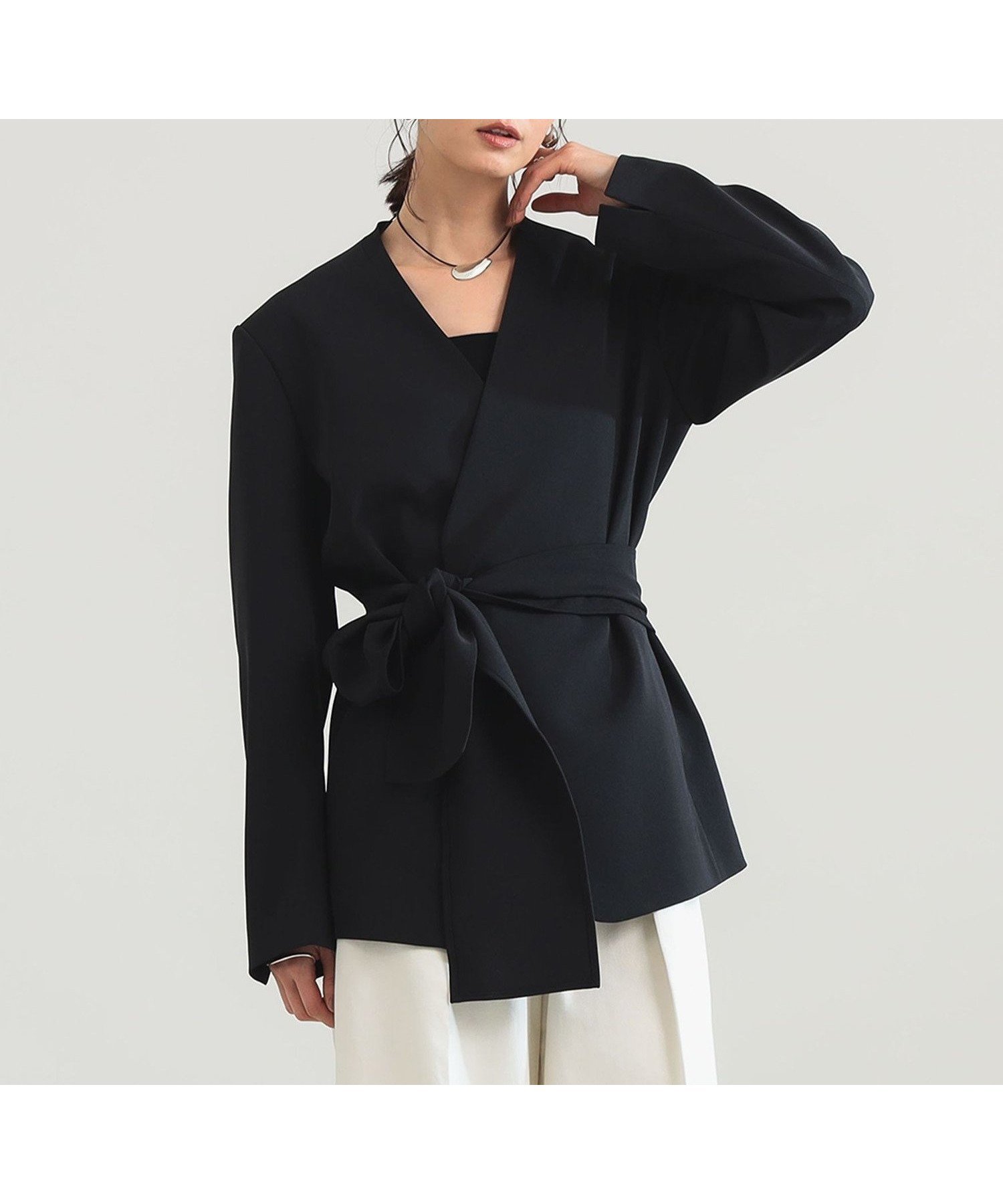 【デミルクス ビームス/Demi-Luxe BEAMS】のドライカルゼ ベルテッド ジャケット インテリア・キッズ・メンズ・レディースファッション・服の通販 founy(ファウニー) 　ファッション　Fashion　レディースファッション　Fashion for Women　アウター　Coat / Outerwear Collection　レディースジャケット・軽アウター　Jackets　おすすめ　Recommended / Our Picks　とろみ　Fluid, Flowy Fabric　ジャケット　Jacket, Outerwear　スマート　Smart, Elegant　フォルム　Silhouette, Form　ミドル　Middle Length, Mid Height　ラグジュアリー　Luxury, Elegant　エレガント 上品　Elegant　BLACK|ID: prp329100004988772 ipo3291000000037371955
