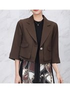 【ヴァン/Vin】のテーラーカラーショートジャケット 大人の最旬トレンドファッション＆コーディネート founy(ファウニー) ファッション Fashion レディースファッション Fashion for Women アウター Coat / Outerwear Collection レディースジャケット・軽アウター Jackets おすすめ Recommended / Our Picks カーディガン Cardigan, Knitwear コンパクト Compact, Small Size ショート Short, Short Length スタイリッシュ Stylish, Fashionable バランス Balance, Style Balance ワイド Wide, Wide Fit 夏 Summer thumbnail ブラウン|ID: prp329100004988779 ipo3291000000037371975