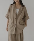 【ヘラム/hellam】のリネンライク半袖テーラードジャケット/セットアップ 大人の最旬トレンドファッション＆コーディネート founy(ファウニー) ファッション Fashion レディースファッション Fashion for Women アウター Coat / Outerwear Collection レディースジャケット・軽アウター Jackets テーラードジャケット / 通勤・きれいめスタイル Tailored Jackets & Blazers セットアップ Set-Up, Coordinated Outfit 半袖 Short Sleeve, Half Sleeve thumbnail グレイッシュベージュ|ID: prp329100004988844 ipo3291000000037372402