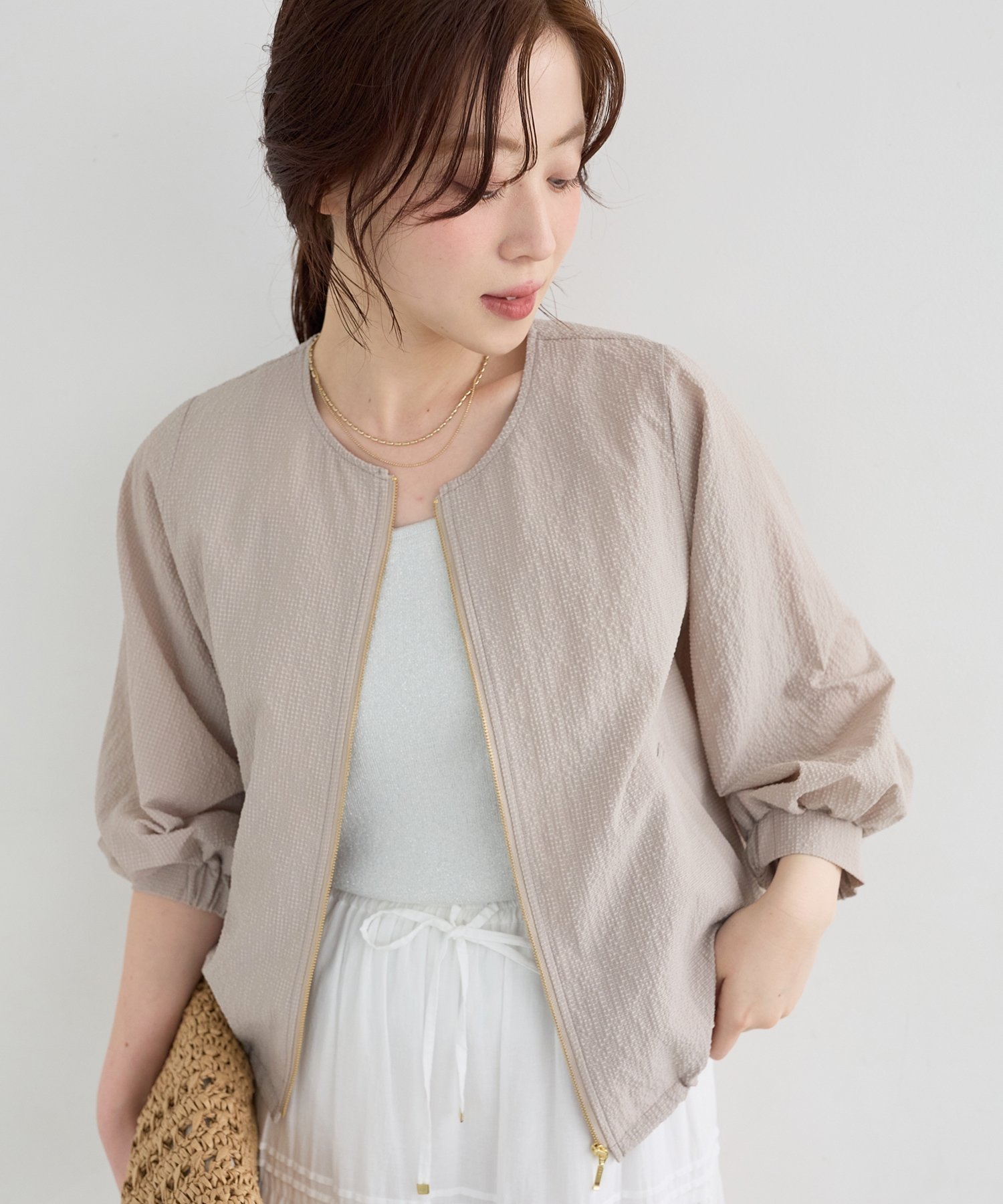 【ルクールブラン/le.coeur blanc】のカラミタンブラータックスリーブブルゾン インテリア・キッズ・メンズ・レディースファッション・服の通販 founy(ファウニー) 　ファッション　Fashion　レディースファッション　Fashion for Women　アウター　Coat / Outerwear Collection　ブルゾンジャケット・スポーティアウター　Blouson Jackets　コンパクト　Compact, Small Size　今季　This Season, Current Season　タンブラー　Tumbler, Travel Mug　定番　Standard, Basic Item　ブルゾン　Blouson, Bomber Jacket　ロング　Long, Long-Length　夏　Summer　ベージュ|ID: prp329100004988846 ipo3291000000037372409