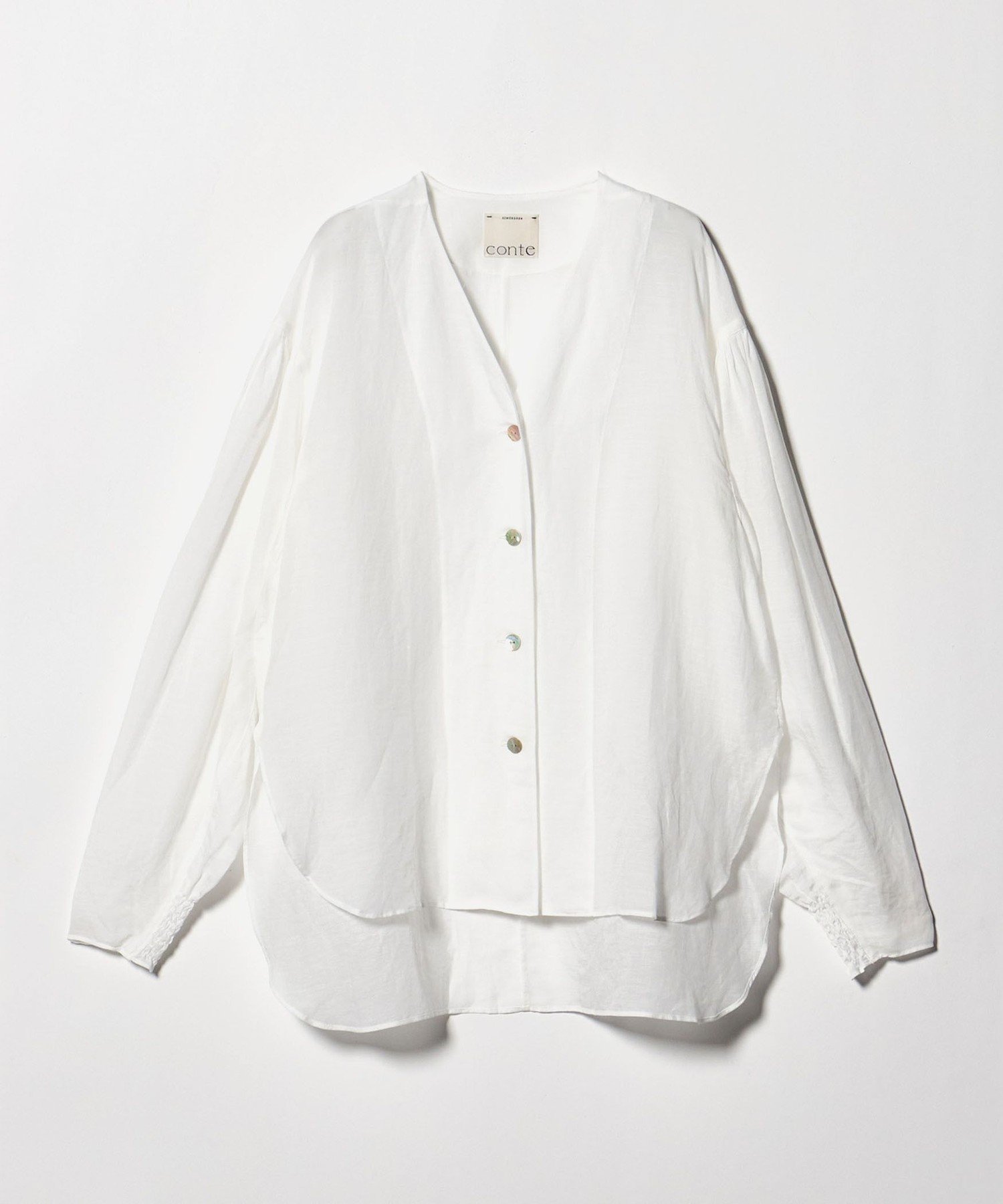 【ユナイテッドアローズ/UNITED ARROWS】のconte シアー Vネックブラウス インテリア・キッズ・メンズ・レディースファッション・服の通販 founy(ファウニー) 　ファッション　Fashion　レディースファッション　Fashion for Women　トップス・カットソー　Cut & Sew Tops　シャツ・ブラウス・オフィスカジュアル　Elegant Blouses & Button-Ups　Vネックトップス　V-Neck Tops / V-Cut Neckline Shirts　カッティング　Cutting Detail　シアー　Sheer, See-Through　パターン　Pattern, Design Print　羽織　Haori, Light Jacket　WHITE|ID: prp329100004989435 ipo3291000000037373263