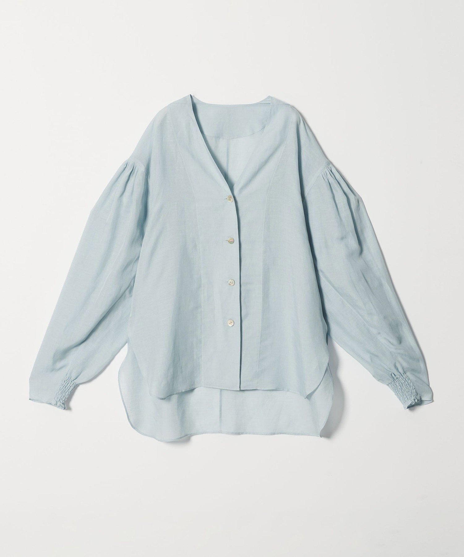 【ユナイテッドアローズ/UNITED ARROWS】のconte シアー Vネックブラウス インテリア・キッズ・メンズ・レディースファッション・服の通販 founy(ファウニー) 　ファッション　Fashion　レディースファッション　Fashion for Women　トップス・カットソー　Cut & Sew Tops　シャツ・ブラウス・オフィスカジュアル　Elegant Blouses & Button-Ups　Vネックトップス　V-Neck Tops / V-Cut Neckline Shirts　カッティング　Cutting Detail　シアー　Sheer, See-Through　パターン　Pattern, Design Print　羽織　Haori, Light Jacket　LT.BLUE|ID: prp329100004989435 ipo3291000000037373264