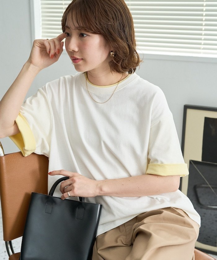 【フリークスストア/FREAK'S STORE】の裏配色スリーブ半袖Tシャツ【限定展開】 大人の最旬トレンドファッション＆コーディネート founy(ファウニー) 　ファッション　Fashion　レディースファッション　Fashion for Women　トップス・カットソー　Cut & Sew Tops　シャツ・ブラウス・オフィスカジュアル　Elegant Blouses & Button-Ups　ロングTシャツ・Tシャツ　Longline T-Shirts & Tees　2026年　2026　2026春夏・S/S　Spring/Summer 2026 SS26　おすすめ　Recommended / Our Picks　インナー　Innerwear　シューズ　Shoes, Footwear　シンプル　Simple, Minimal　スリーブ　Sleeve, Long Sleeve / Short Sleeve　バランス　Balance, Style Balance　フラット　Flat, Flat Shoes　ボトム　Bottoms, Lower Wear　リラックス　Relax, Relaxed Fit　ロング　Long, Long-Length　ワイド　Wide, Wide Fit　半袖　Short Sleeve, Half Sleeve　夏　Summer　S/S・春夏　SS, Spring/Summer, Warm Season　無地　Plain, Solid Color　 other-1|ID: prp329100004989451 ipo3291000000037373411