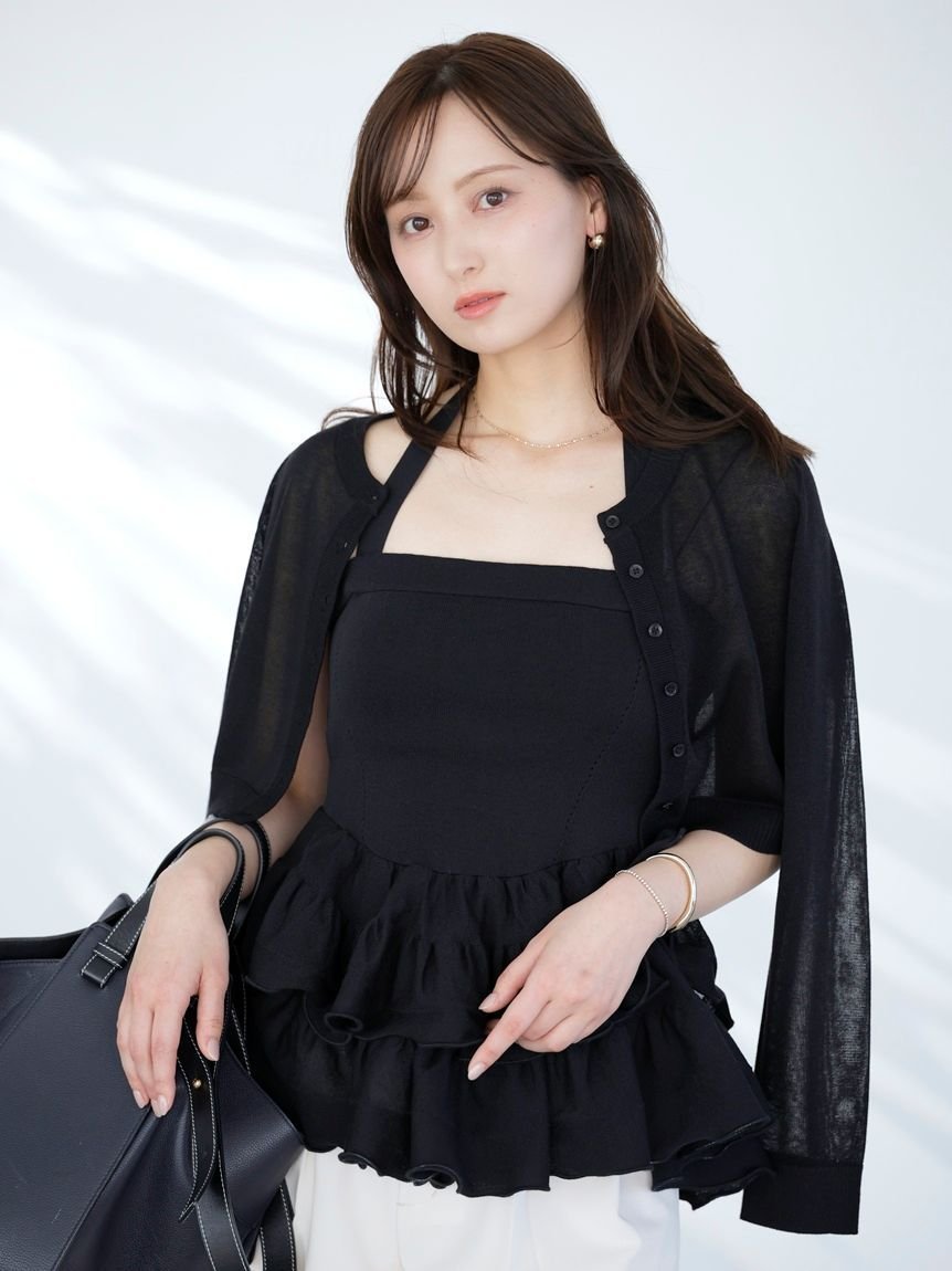 【スナイデル/SNIDEL】のベーシックコンパクトシアーカーディガン インテリア・キッズ・メンズ・レディースファッション・服の通販 founy(ファウニー) 　ファッション　Fashion　レディースファッション　Fashion for Women　トップス・カットソー　Cut & Sew Tops　カーディガン・羽織り　Layered Style Cardigans　おすすめ　Recommended / Our Picks　ウェーブ　Wavy Pattern　コンパクト　Compact, Small Size　シルバー　Silver, Metallic Silver　シンプル　Simple, Minimal　スマート　Smart, Elegant　セットアップ　Set-Up, Coordinated Outfit　羽織　Haori, Light Jacket　BLK[009]|ID: prp329100004989466 ipo3291000000037373504