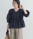 【アーバンリサーチ ドアーズ/URBAN RESEARCH DOORS】の『UR TECH』コットンギャザーVネックブラウス 大人の最旬トレンドファッション＆コーディネート founy(ファウニー) ファッション Fashion レディースファッション Fashion for Women トップス・カットソー Cut & Sew Tops シャツ・ブラウス・オフィスカジュアル Elegant Blouses & Button-Ups Vネックトップス V-Neck Tops / V-Cut Neckline Shirts 2026年 2026 2026春夏・S/S Spring/Summer 2026 SS26 カーディガン Cardigan, Knitwear ギャザー Gathered, Ruffled 夏 Summer 抗菌 Antibacterial, Bacteria-Resistant S/S・春夏 SS, Spring/Summer, Warm Season thumbnail ネイビー|ID: prp329100004989474 ipo3291000000037373542
