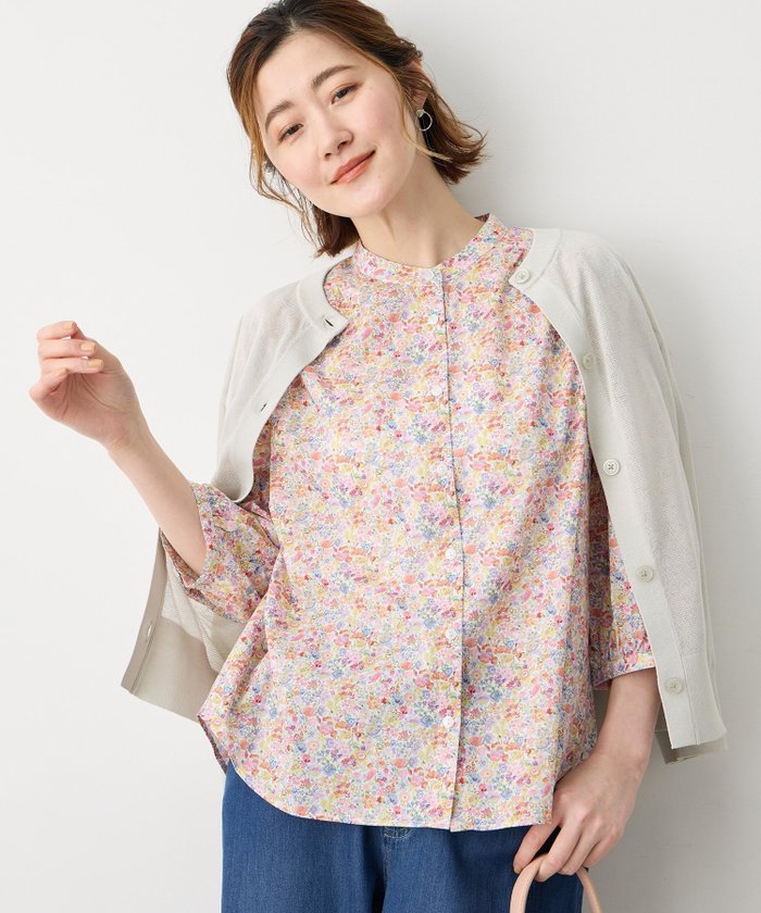 【プチ オンフルール/Petit Honfleur】の【Liberty】リバティプリントスタンドカラーシャツ インテリア・キッズ・メンズ・レディースファッション・服の通販 founy(ファウニー) https://founy.com/ ファッション Fashion レディースファッション Fashion for Women トップス・カットソー Cut & Sew Tops シャツ・ブラウス・オフィスカジュアル Elegant Blouses & Button-Ups |ID: prp329100004989476 ipo3291000000037373567