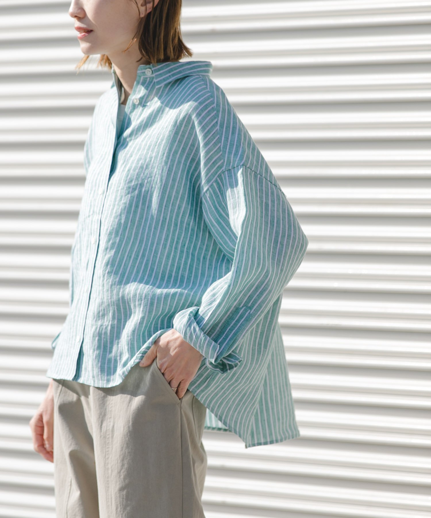 【アーバンリサーチ ドアーズ/URBAN RESEARCH DOORS】のFORK SPOON フレンチリネンクロップドワイドシャツ インテリア・キッズ・メンズ・レディースファッション・服の通販 founy(ファウニー) 　ファッション　Fashion　レディースファッション　Fashion for Women　トップス・カットソー　Cut & Sew Tops　シャツ・ブラウス・オフィスカジュアル　Elegant Blouses & Button-Ups　春　Spring　クロップド　Cropped, Short Length　フレンチ　French, French Style　ベーシック　Basic, Essential　羽織　Haori, Light Jacket　リネン　Linen, Linen Fabric　ワイド　Wide, Wide Fit　S/S・春夏　SS, Spring/Summer, Warm Season　夏　Summer　2026年　2026　2026春夏・S/S　Spring/Summer 2026 SS26　グリーン系その他|ID: prp329100004989488 ipo3291000000037373665
