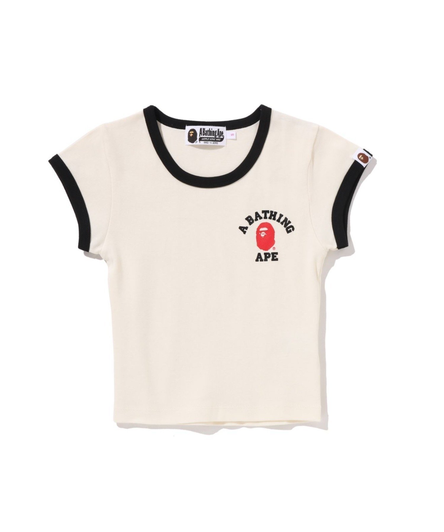 【ア ベイシング エイプ/A BATHING APE】のCOLLEGE CROPPED TEE インテリア・キッズ・メンズ・レディースファッション・服の通販 founy(ファウニー) 　ファッション　Fashion　レディースファッション　Fashion for Women　クロップド　Cropped, Short Length　ショート　Short, Short Length　スリーブ　Sleeve, Long Sleeve / Short Sleeve　プリント　Print, Printed Pattern　IVORY|ID: prp329100004989508 ipo3291000000037373821