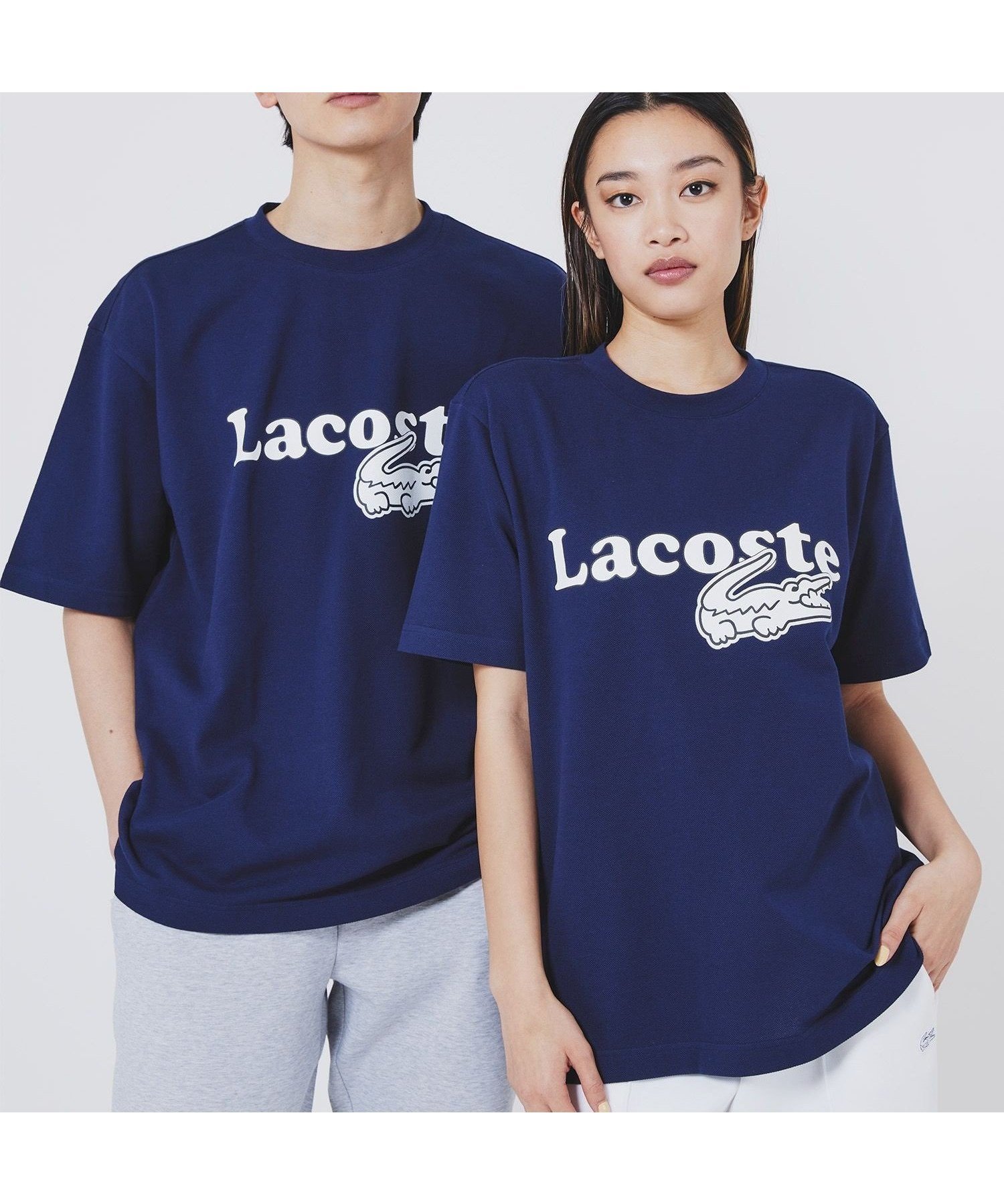 【ラコステ/LACOSTE】の【オンライン限定】鹿の子地リラックスフィットTシャツ インテリア・キッズ・メンズ・レディースファッション・服の通販 founy(ファウニー) 　ファッション　Fashion　レディースファッション　Fashion for Women　トップス・カットソー　Cut & Sew Tops　シャツ・ブラウス・オフィスカジュアル　Elegant Blouses & Button-Ups　ロングTシャツ・Tシャツ　Longline T-Shirts & Tees　クラシック　Classic, Timeless Style　鹿の子　Piqué, Kanoko Fabric　スマート　Smart, Elegant　フィット　Fit, Slim Fit　フロント　Front, Front Design　プリント　Print, Printed Pattern　半袖　Short Sleeve, Half Sleeve　ミックス　Mix, Mixed Style　リラックス　Relax, Relaxed Fit　おすすめ　Recommended / Our Picks　夏　Summer　ネイビー|ID: prp329100004989569 ipo3291000000037374397