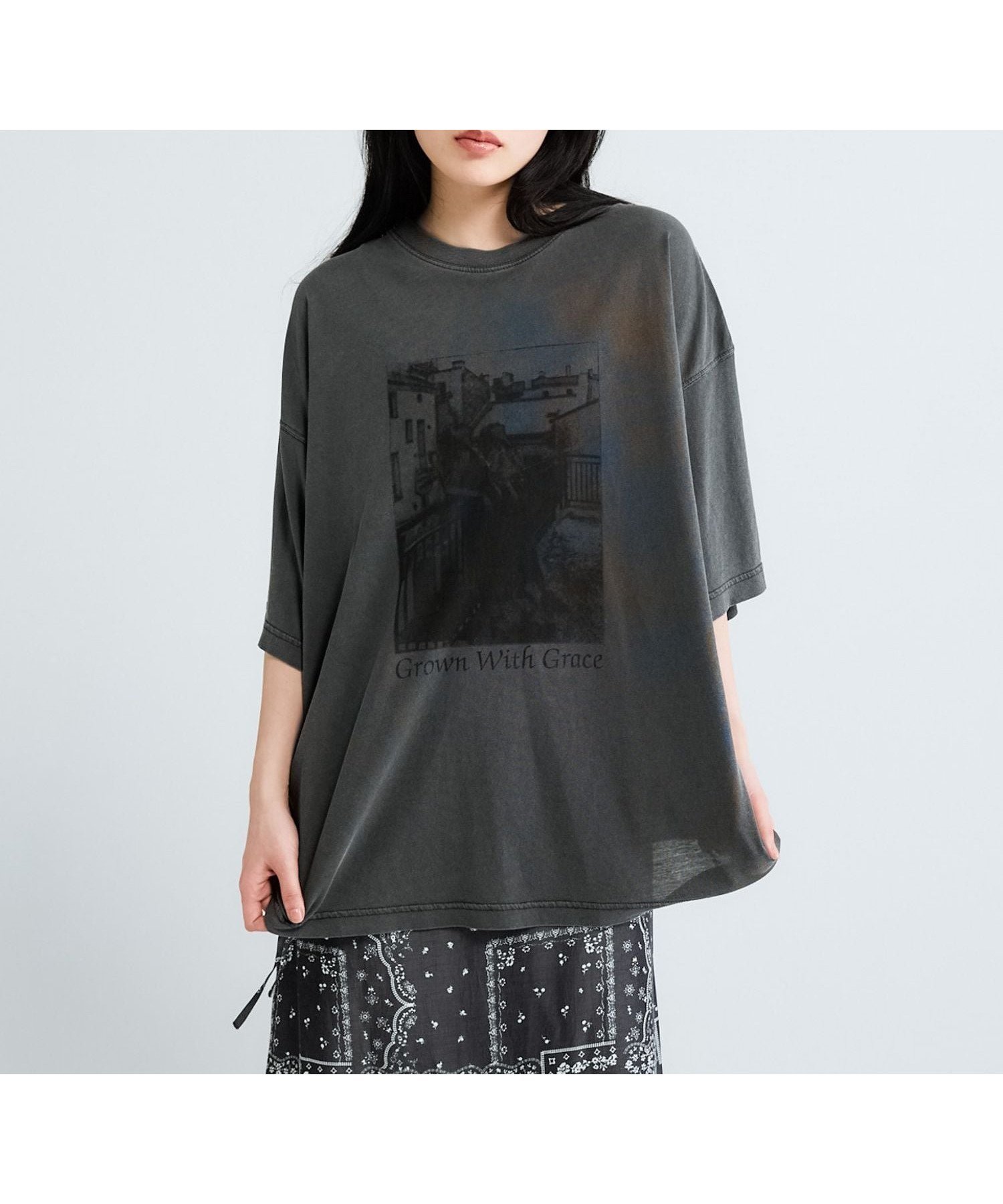 【ジーナシス/JEANASiS】の【選べる着丈】vintage nostalgic graphic print TEE インテリア・キッズ・メンズ・レディースファッション・服の通販 founy(ファウニー) 　ファッション　Fashion　レディースファッション　Fashion for Women　おすすめ　Recommended / Our Picks　インナー　Innerwear　グラフィック　Graphic, Graphic Design　コンパクト　Compact, Small Size　ジャケット　Jacket, Outerwear　プリント　Print, Printed Pattern　レース　Lace, Lace Fabric　夏　Summer　ブラック系その他|ID: prp329100004989574 ipo3291000000037374440