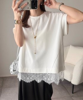 【スタイルドア/STYLEDOOR】のライトダンボールレースヘムプルオーバー 大人の最旬トレンドファッション＆コーディネート founy(ファウニー) ファッション Fashion レディースファッション Fashion for Women トップス・カットソー Cut & Sew Tops カジュアルプルオーバー・ニットトップス Pullovers & Knit Tops / Casual Pullovers インナー Innerwear 洗える Machine Washable カットソー Cut and Sewn Top スリット Slit, Slit Detail トレンド Trend, Trending Now ドッキング Docking, Mixed Material ペンシル Pencil, Pencil Skirt レース Lace, Lace Fabric ワイド Wide, Wide Fit おすすめ Recommended / Our Picks エレガント 上品 Elegant |ID:prp329100004989585