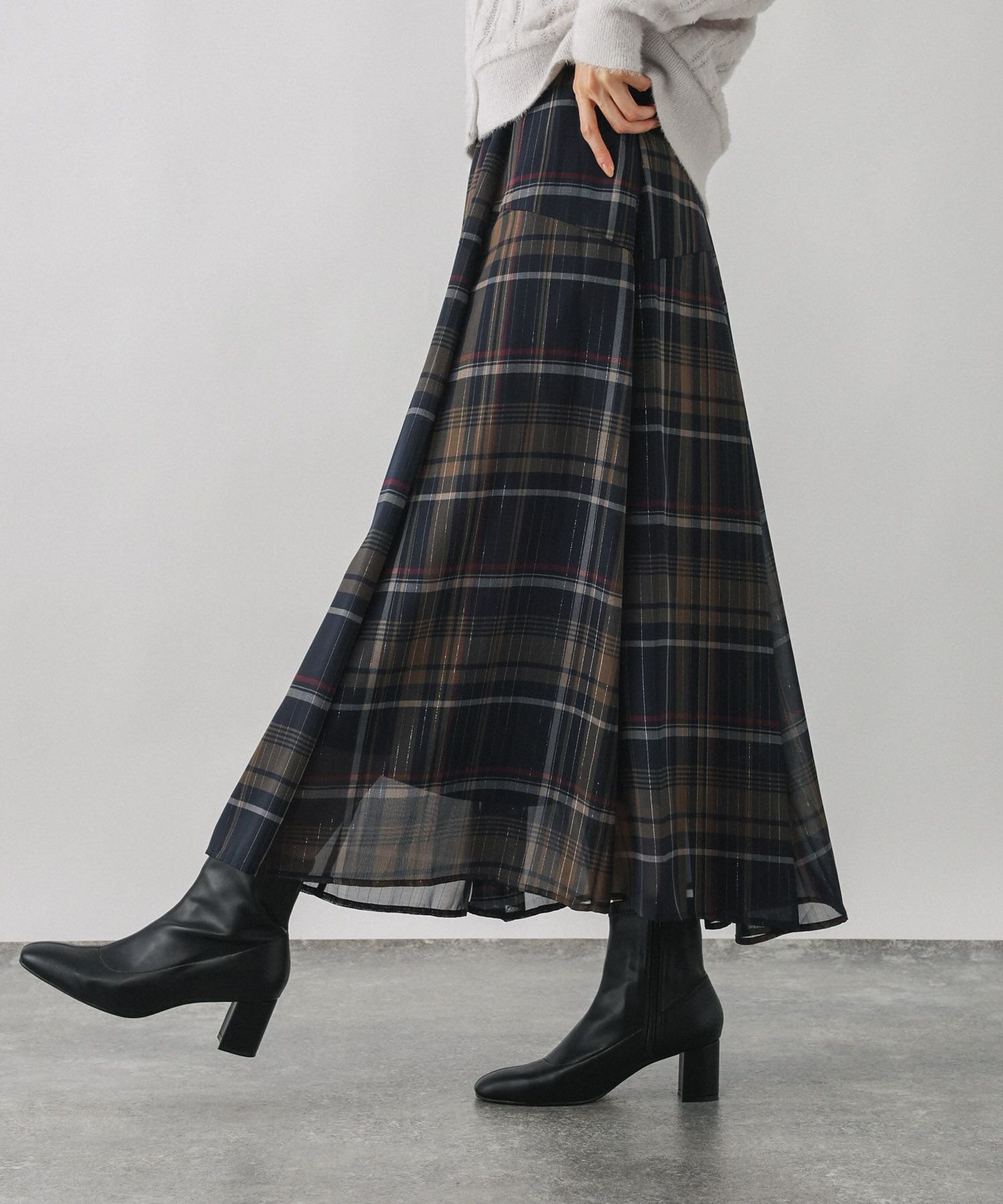 【グローバルワーク/GLOBAL WORK】のエアリーリラックスフレアスカート/575243 インテリア・キッズ・メンズ・レディースファッション・服の通販 founy(ファウニー) 　ファッション　Fashion　レディースファッション　Fashion for Women　スカート　Skirts　Aライン・フレアスカート　A-Line & Flared Skirts　おすすめ　Recommended / Our Picks　ジャケット　Jacket, Outerwear　ストライプ　Stripe, Striped Pattern　ドット　Polka Dot, Dot Pattern　フレア　Flare, Flared　楽ちん　Easy Fit, Comfortable　秋　Autumn　ネイビーチェック88|ID: prp329100004989642 ipo3291000000037374909