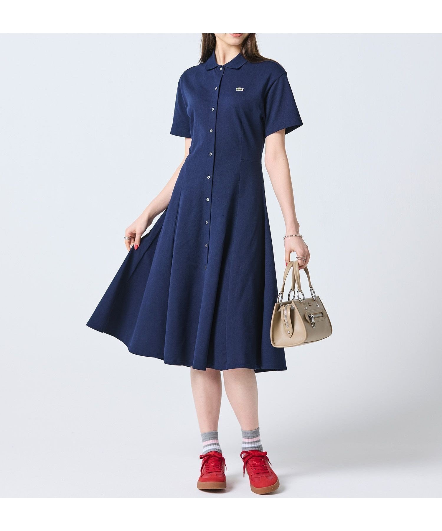 【ラコステ/LACOSTE】の鹿の子地シャツドレス ドレープフレアワンピース 大人の最旬トレンドファッション＆コーディネート founy(ファウニー) 　ファッション　Fashion　レディースファッション　Fashion for Women　ワンピース　Dresses　フォーマル・パーティードレス・結婚式用ドレス　Elegant & Casual Dresses　エレガント 上品　Elegant　ドレス　Dress, One-Piece　ドレープ　Drape, Draping Fabric　ポロシャツ　Polo Shirt, Collared Tee　羽織　Haori, Light Jacket　鹿の子　Piqué, Kanoko Fabric　 other-1|ID: prp329100004989682 ipo3291000000037375150