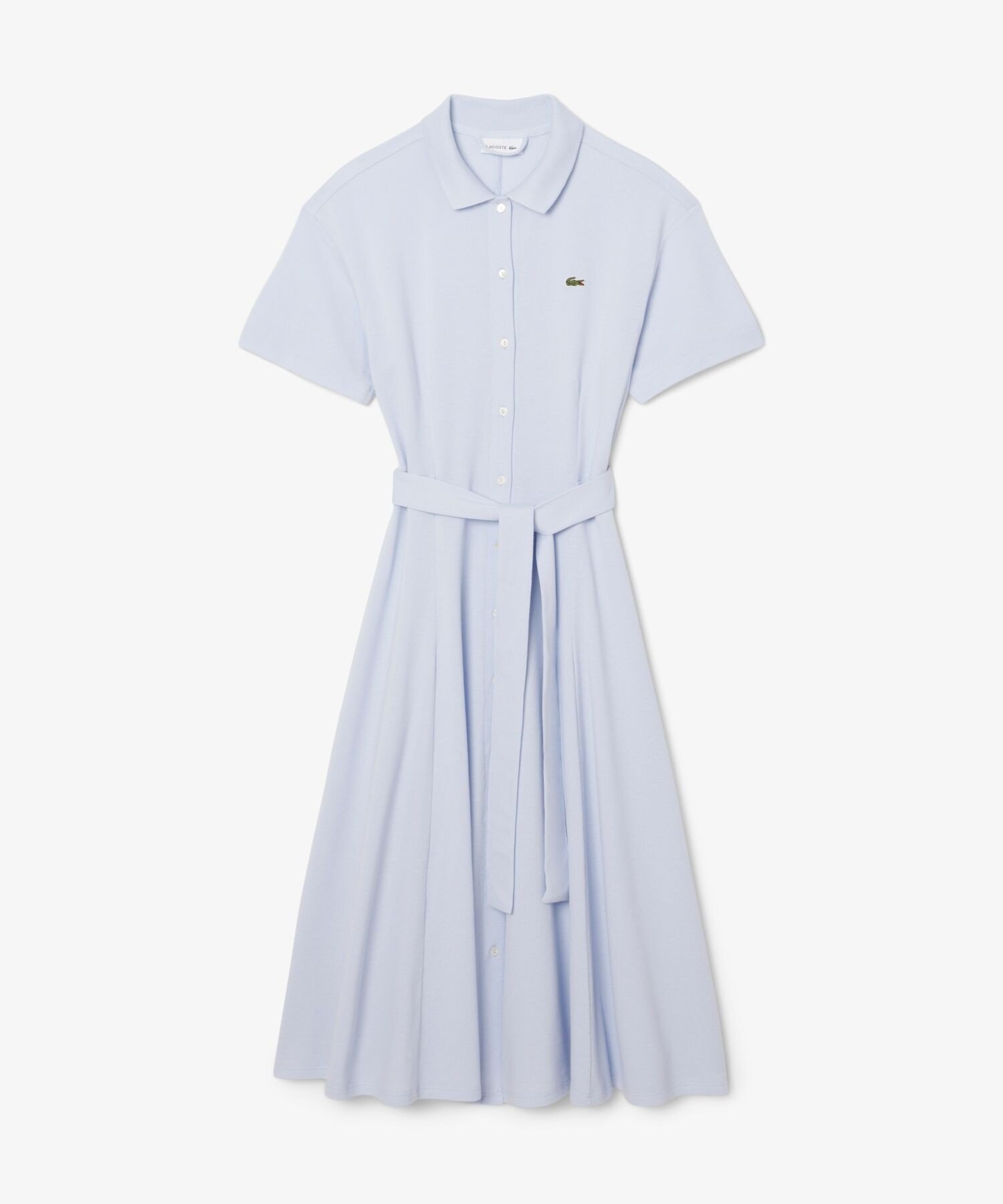 【ラコステ/LACOSTE】の鹿の子地シャツドレス ドレープフレアワンピース インテリア・キッズ・メンズ・レディースファッション・服の通販 founy(ファウニー) 　ファッション　Fashion　レディースファッション　Fashion for Women　ワンピース　Dresses　フォーマル・パーティードレス・結婚式用ドレス　Elegant & Casual Dresses　エレガント 上品　Elegant　ドレス　Dress, One-Piece　ドレープ　Drape, Draping Fabric　ポロシャツ　Polo Shirt, Collared Tee　羽織　Haori, Light Jacket　鹿の子　Piqué, Kanoko Fabric　アクア|ID: prp329100004989682 ipo3291000000037375154