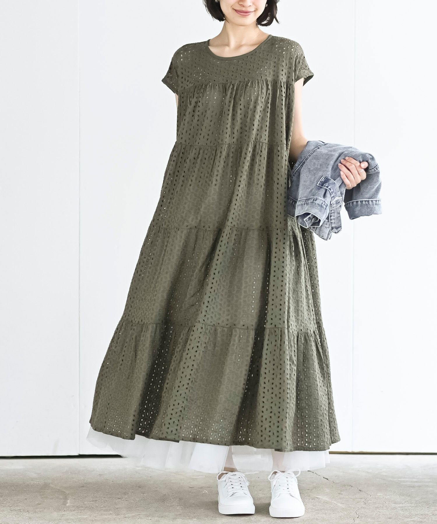 【アールピーエス/rps】のフレンチスリーブシフリワンピース インテリア・キッズ・メンズ・レディースファッション・服の通販 founy(ファウニー) 　ファッション　Fashion　レディースファッション　Fashion for Women　ワンピース　Dresses　インド　Indian Textile　インナー　Innerwear　ガーリー　Girly, Feminine Style　シアー　Sheer, See-Through　ポケット　Pocket, Pocket Detail　エレガント 上品　Elegant　再入荷　Restock / Back in Stock　カーキ|ID: prp329100004989688 ipo3291000000037375184