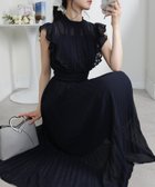 【パンプキンポート/pumpkin port】のフリルデザイン 消しプリーツ ロングワンピース ネイビー|ID: prp329100004989700 ipo3291000000037375226