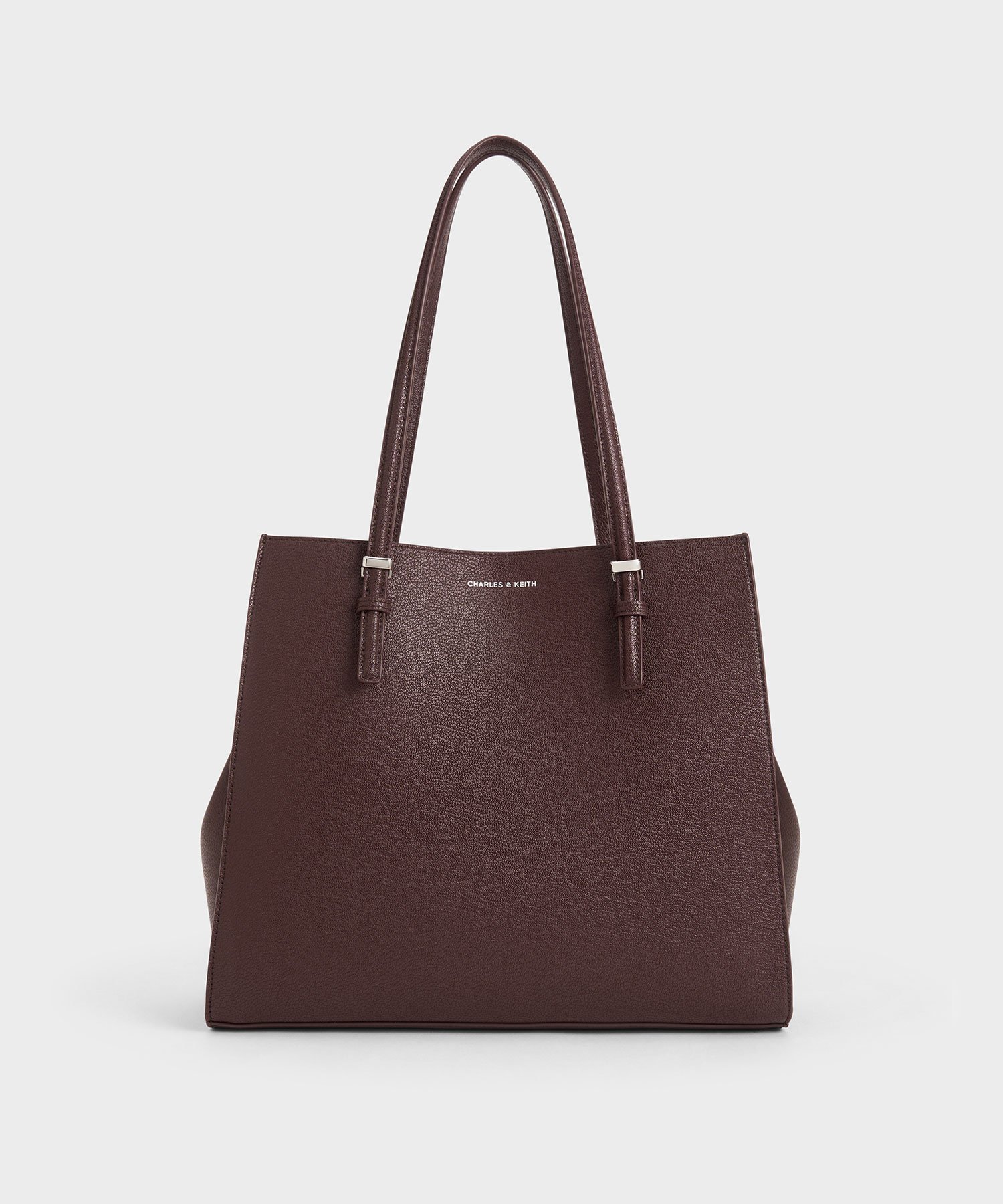 【チャールズ アンド キース/CHARLES & KEITH】のクラシックダブルハンドル トートバッグ インテリア・キッズ・メンズ・レディースファッション・服の通販 founy(ファウニー) 　ファッション　Fashion　レディースファッション　Fashion for Women　バッグ　Bags　フェイクレザー　Faux Leather, PU Leather　フォルム　Silhouette, Form　フォーマル　Formal, Dressy　ベーシック　Basic, Essential　ワーク　Workwear, Utility Style　Plum|ID: prp329100004989762 ipo3291000000037375617
