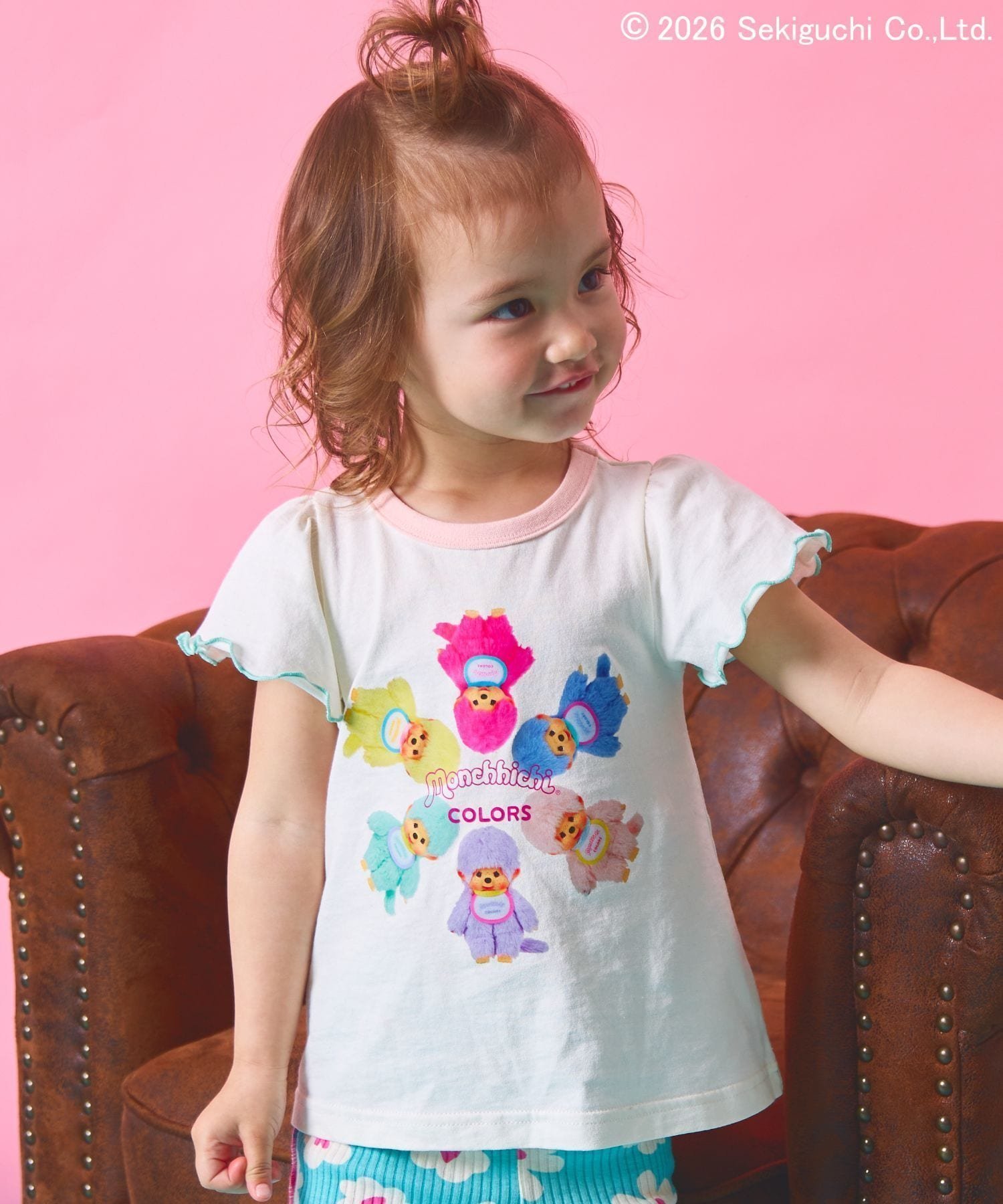 【ペアマノン/pairmanon / KIDS】の【モンチッチ】ガールズ 袖フリル 配色メロー 半袖プリントTシャツ インテリア・キッズ・メンズ・レディースファッション・服の通販 founy(ファウニー) 　ファッション　Fashion　キッズファッション　Fashion for Kids　おすすめ　Recommended / Our Picks　ガーリー　Girly, Feminine Style　フリル　Frill, Ruffle　プリント　Print, Printed Pattern　半袖　Short Sleeve, Half Sleeve　ホワイト01|ID: prp329100004989864 ipo3291000000037376182