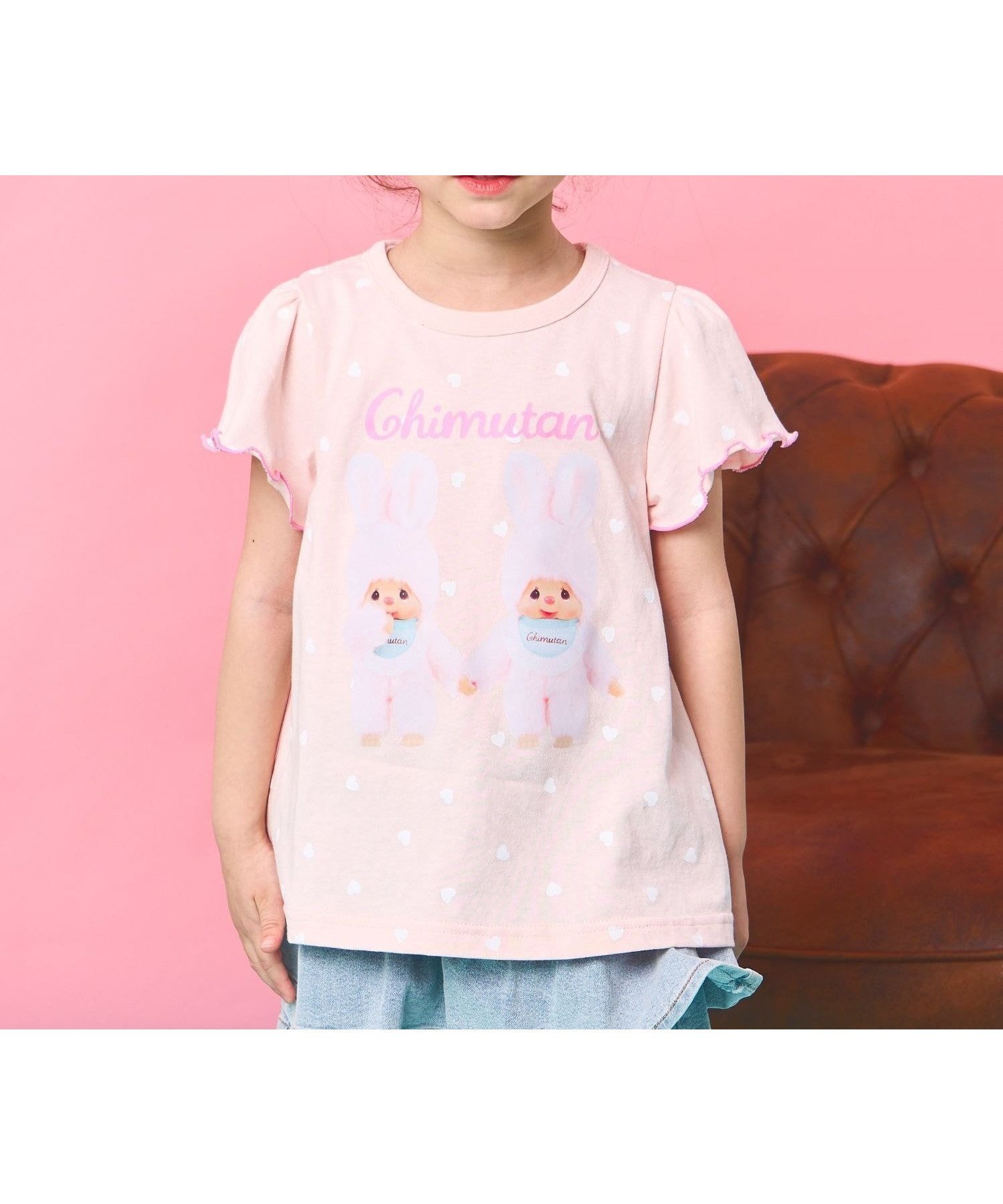 【ペアマノン/pairmanon / KIDS】の【モンチッチ】ガールズ 袖フリル 配色メロー 半袖プリントTシャツ インテリア・キッズ・メンズ・レディースファッション・服の通販 founy(ファウニー) 　ファッション　Fashion　キッズファッション　Fashion for Kids　おすすめ　Recommended / Our Picks　ガーリー　Girly, Feminine Style　フリル　Frill, Ruffle　プリント　Print, Printed Pattern　半袖　Short Sleeve, Half Sleeve　ライトピンク21|ID: prp329100004989864 ipo3291000000037376185