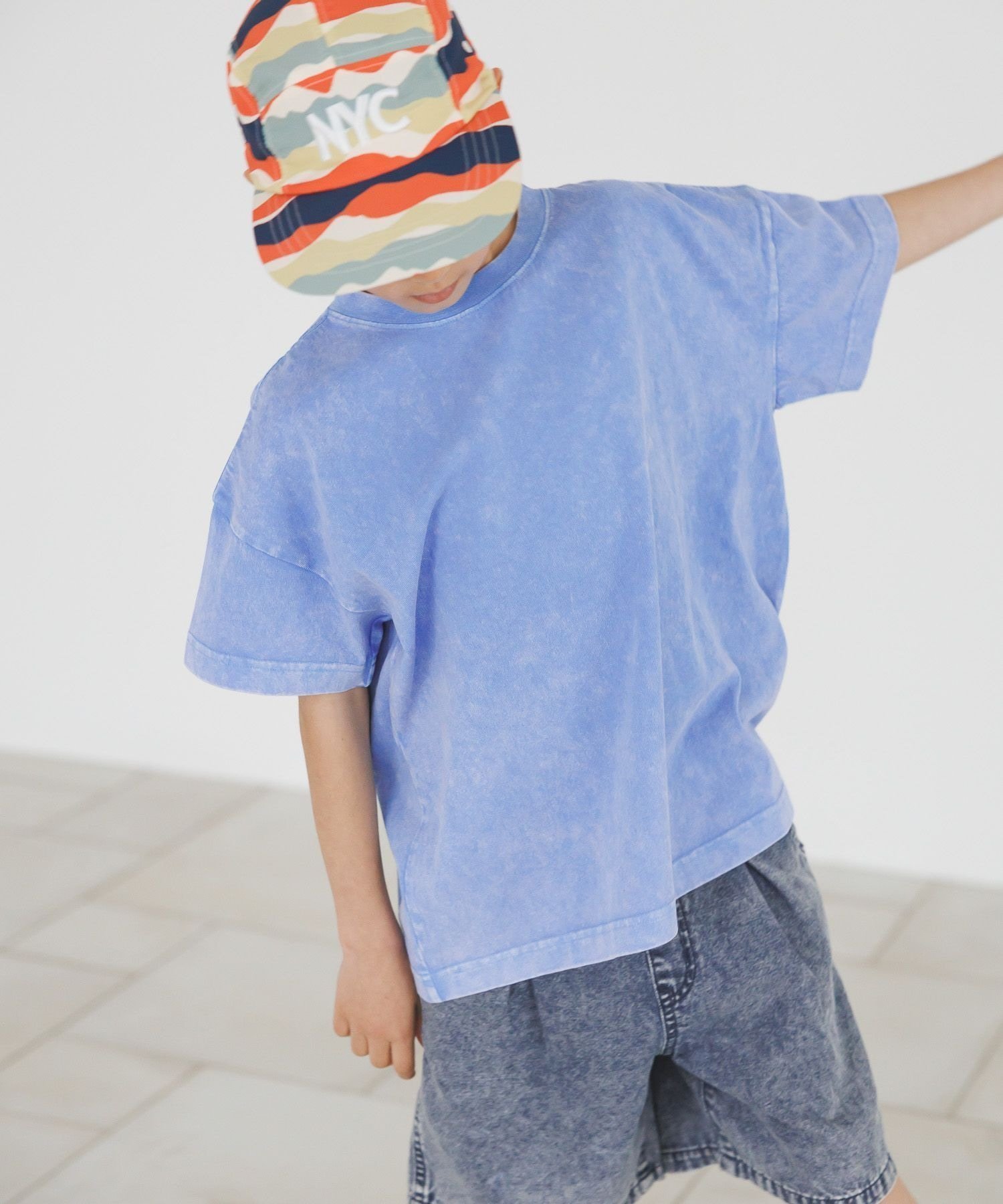 【ベイフロー/BAYFLOW / KIDS】のボトムを選ばない万能T♪ ヴィンテージウォッシュ半袖T(KIDS) インテリア・キッズ・メンズ・レディースファッション・服の通販 founy(ファウニー) 　ファッション　Fashion　キッズファッション　Fashion for Kids　おすすめ　Recommended / Our Picks　カラフル　Colorful Design　デニム　Denim, Jeans Material　ボトム　Bottoms, Lower Wear　ヴィンテージ　Vintage Style　半袖　Short Sleeve, Half Sleeve　ブルー80|ID: prp329100004989879 ipo3291000000037376279