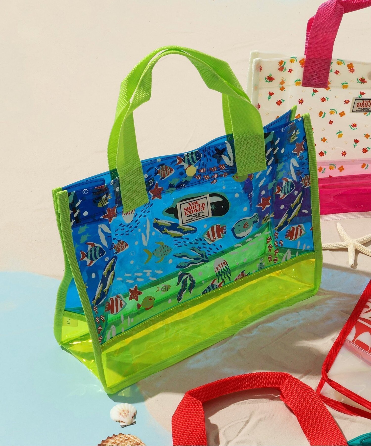 【エフオー オンラインストア/F.O.Online Store / KIDS】のわくわくビーチBAG インテリア・キッズ・メンズ・レディースファッション・服の通販 founy(ファウニー) 　ファッション　Fashion　キッズファッション　Fashion for Kids　カラフル　Colorful Design　ビーチ　Beach, Seaside　プリント　Print, Printed Pattern　人気　Popular, Best Seller　夏　Summer　水着　Swimsuit, Swimwear　ブルー|ID: prp329100004989889 ipo3291000000037376337