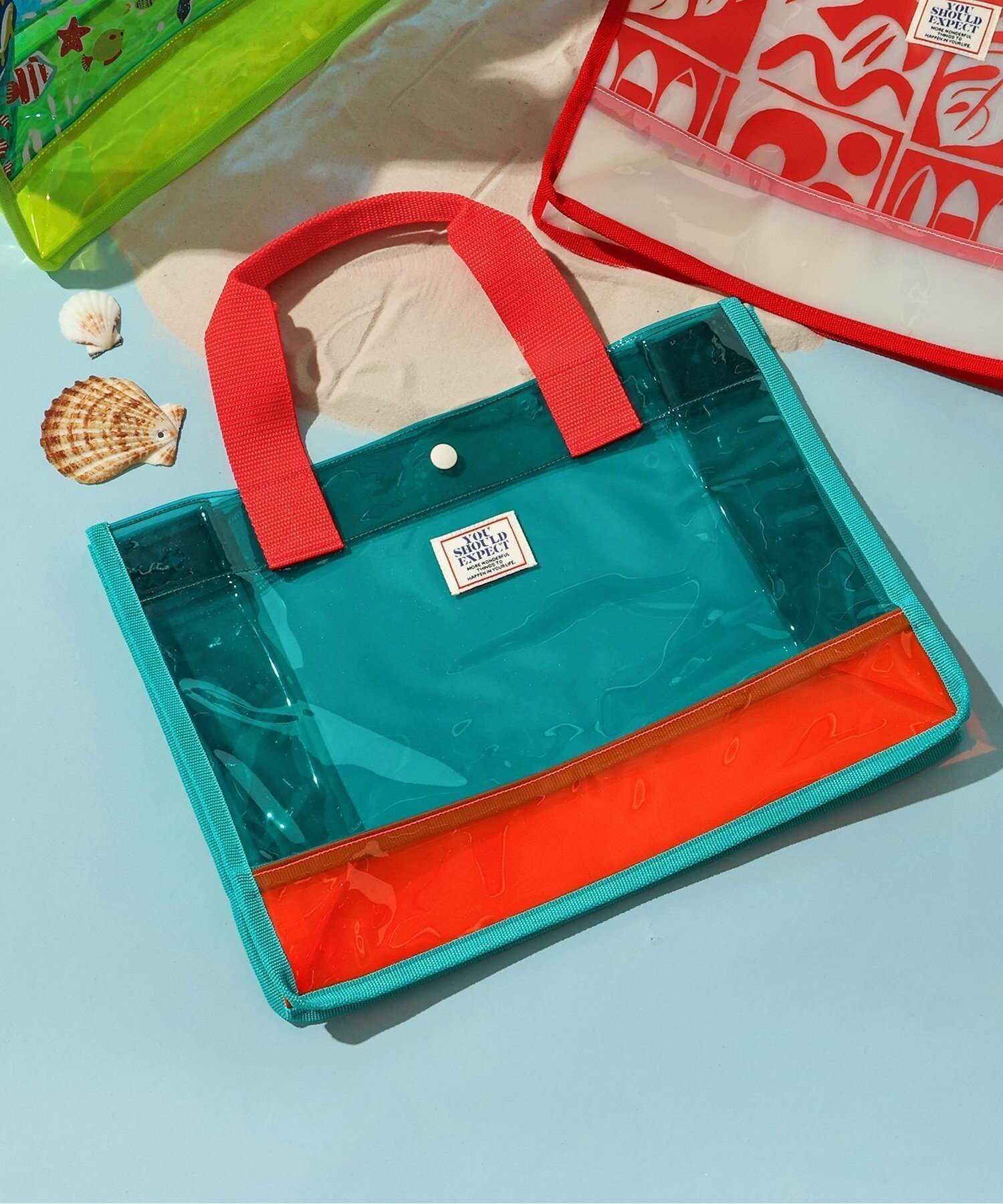【エフオー オンラインストア/F.O.Online Store / KIDS】のわくわくビーチBAG インテリア・キッズ・メンズ・レディースファッション・服の通販 founy(ファウニー) 　ファッション　Fashion　キッズファッション　Fashion for Kids　カラフル　Colorful Design　ビーチ　Beach, Seaside　プリント　Print, Printed Pattern　人気　Popular, Best Seller　夏　Summer　水着　Swimsuit, Swimwear　エメラルドグリーン|ID: prp329100004989889 ipo3291000000037376338