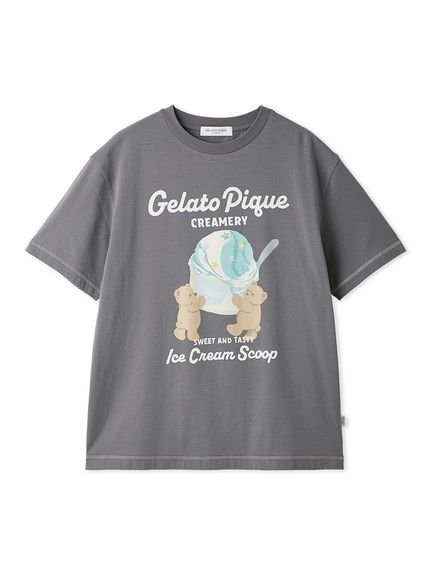 【ジェラートピケ オム/GELATO PIQUE HOMME / MEN】の【HOMME】【接触冷感】アイスクリームベアワンポイントTシャツ インテリア・キッズ・メンズ・レディースファッション・服の通販 founy(ファウニー) 　ファッション　Fashion　メンズファッション　Fashion for Men　おすすめ　Recommended / Our Picks　カットソー　Cut and Sewn Top　カラフル　Colorful Design　スマート　Smart, Elegant　ハーフ　Half, Half-Length　プリント　Print, Printed Pattern　夏　Summer　GRY[006]|ID: prp329100004989972 ipo3291000000037376754