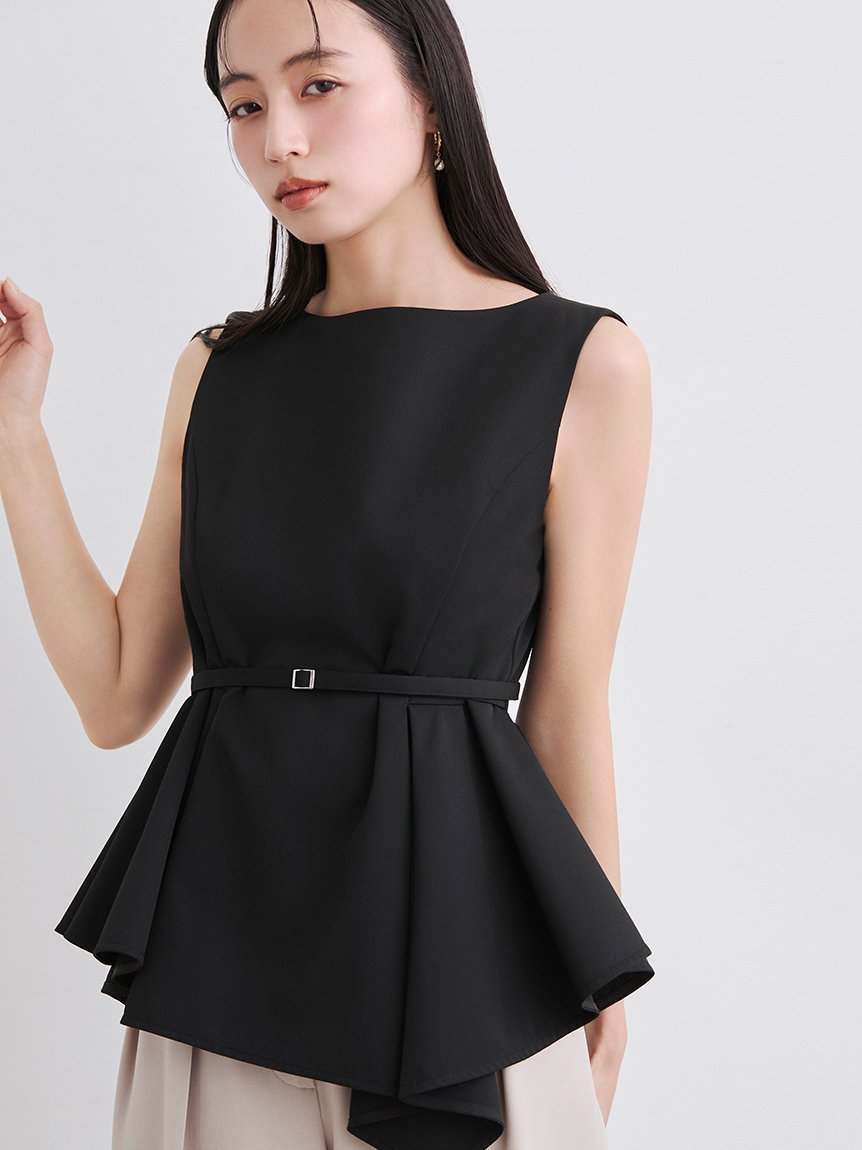 【フレイ アイディー/FRAY I.D】のアシメペプラムチュニック インテリア・キッズ・メンズ・レディースファッション・服の通販 founy(ファウニー) 　ファッション　Fashion　レディースファッション　Fashion for Women　トップス・カットソー　Cut & Sew Tops　アシンメトリー　Asymmetrical Style　春　Spring　スマート　Smart, Elegant　チュニック　Tunic, Long Top　ペプラム　Peplum, Flared Hem　ボンディング　Bonding, Bonded Fabric　メタル　Metal, Metal Parts　メッシュ　Mesh, Net Fabric　モダン　Modern, Contemporary　S/S・春夏　SS, Spring/Summer, Warm Season　夏　Summer　エレガント 上品　Elegant　ビジネス 仕事 通勤　Business / Work / Commuting　BLK[009]|ID: prp329100004990024 ipo3291000000037377025