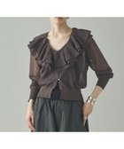 【カレンソロジー/Curensology】のラッフルニットカーディガン 大人の最旬トレンドファッション＆コーディネート founy(ファウニー) ファッション Fashion レディースファッション Fashion for Women トップス・カットソー Cut & Sew Tops ニット Knit Tops & Sweaters カーディガン・羽織り Layered Style Cardigans エレガント 上品 Elegant カーディガン Cardigan, Knitwear シアー Sheer, See-Through フリル Frill, Ruffle フロント Front, Front Design thumbnail ブラウン|ID: prp329100004990026 ipo3291000000037377036