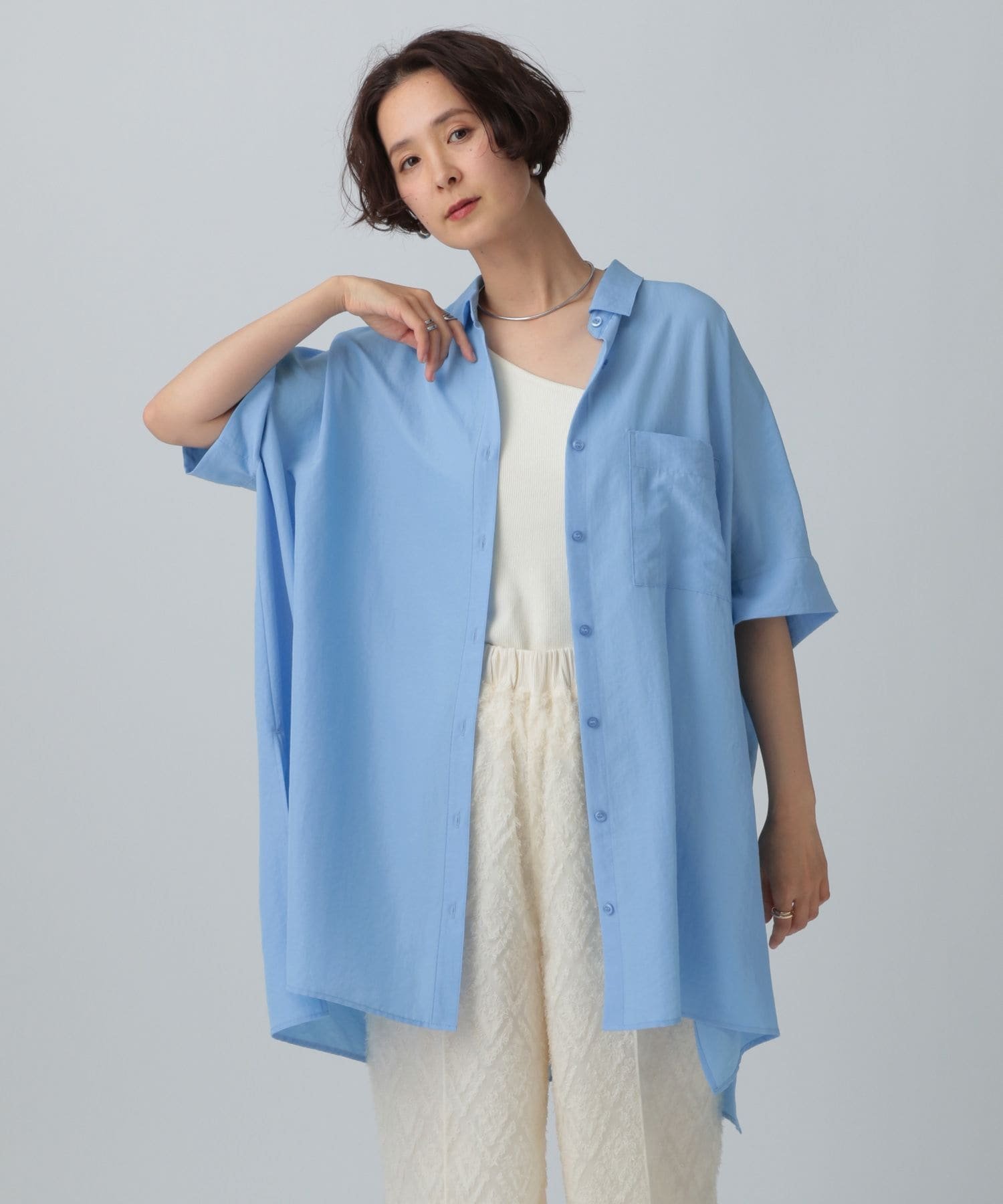 【レプシィム ローリーズファーム/LEPSIM LOWRYS FARM】のサラキレポンチョチュニックSS インテリア・キッズ・メンズ・レディースファッション・服の通販 founy(ファウニー) 　ファッション　Fashion　レディースファッション　Fashion for Women　アウター　Coat / Outerwear Collection　ポンチョ・ケープコート　Ponchos & Capes　おすすめ　Recommended / Our Picks　キャミワンピース　Cami Dress, Slip Dress　チュニック　Tunic, Long Top　ベーシック　Basic, Essential　ボトム　Bottoms, Lower Wear　リラックス　Relax, Relaxed Fit　人気　Popular, Best Seller　半袖　Short Sleeve, Half Sleeve　定番　Standard, Basic Item　ブルー83|ID: prp329100004990032 ipo3291000000037377089