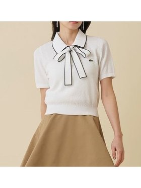 【スナイデル/SNIDEL】のLACOSTE/ボウタイポロニットプルオーバー 大人の最旬トレンドファッション＆コーディネート founy(ファウニー) ファッション Fashion レディースファッション Fashion for Women トップス・カットソー Cut & Sew Tops ニット Knit Tops & Sweaters カジュアルプルオーバー・ニットトップス Pullovers & Knit Tops / Casual Pullovers イエロー Yellow コンパクト Compact, Small Size 鹿の子 Piqué, Kanoko Fabric シンプル Simple, Minimal ストレート Straight, Straight Cut スマート Smart, Elegant デニム Denim, Jeans Material バランス Balance, Style Balance ボトム Bottoms, Lower Wear ボーダー Border, Stripe リボン Ribbon, Bow おすすめ Recommended / Our Picks エレガント 上品 Elegant |ID:prp329100004990036