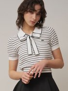 【スナイデル/SNIDEL】のLACOSTE/ボウタイポロニットプルオーバー 大人の最旬トレンドファッション＆コーディネート founy(ファウニー) ファッション Fashion レディースファッション Fashion for Women トップス・カットソー Cut & Sew Tops ニット Knit Tops & Sweaters カジュアルプルオーバー・ニットトップス Pullovers & Knit Tops / Casual Pullovers イエロー Yellow コンパクト Compact, Small Size 鹿の子 Piqué, Kanoko Fabric シンプル Simple, Minimal ストレート Straight, Straight Cut スマート Smart, Elegant デニム Denim, Jeans Material バランス Balance, Style Balance ボトム Bottoms, Lower Wear ボーダー Border, Stripe リボン Ribbon, Bow おすすめ Recommended / Our Picks エレガント 上品 Elegant thumbnail BORDER[933]|ID: prp329100004990036 ipo3291000000037377107
