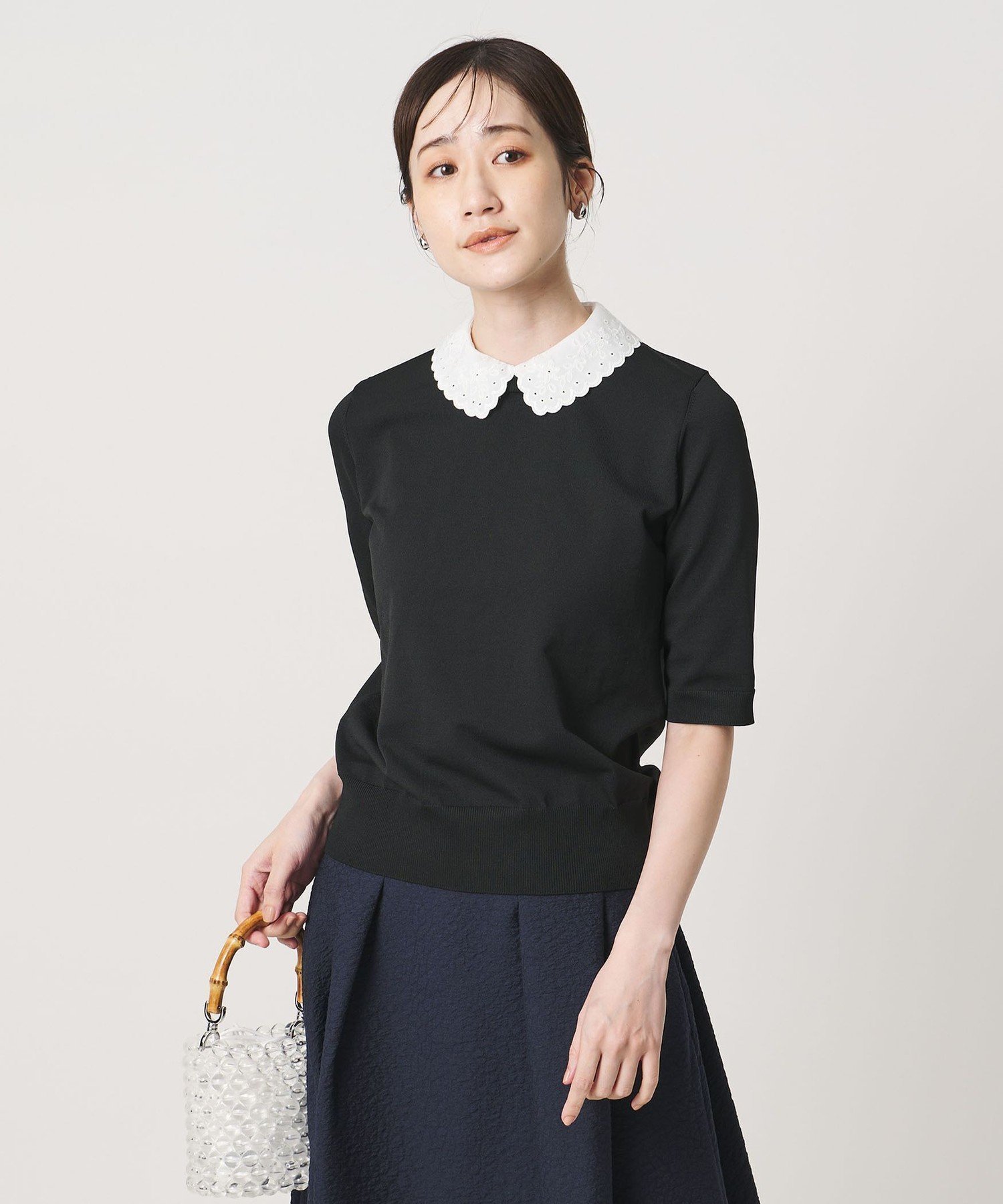 【ユナイテッドアローズ/UNITED ARROWS】のレディー フラワー ビジュー ニット インテリア・キッズ・メンズ・レディースファッション・服の通販 founy(ファウニー) 　ファッション　Fashion　レディースファッション　Fashion for Women　トップス・カットソー　Cut & Sew Tops　ニット　Knit Tops & Sweaters　シンプル　Simple, Minimal　スパンコール　Sequins, Sequin Embellishment　ビジュー　Bijou, Jewel-like Accent　フェミニン　Feminine, Girly　フラワー　Flower, Floral　BLACK|ID: prp329100004990037 ipo3291000000037377119