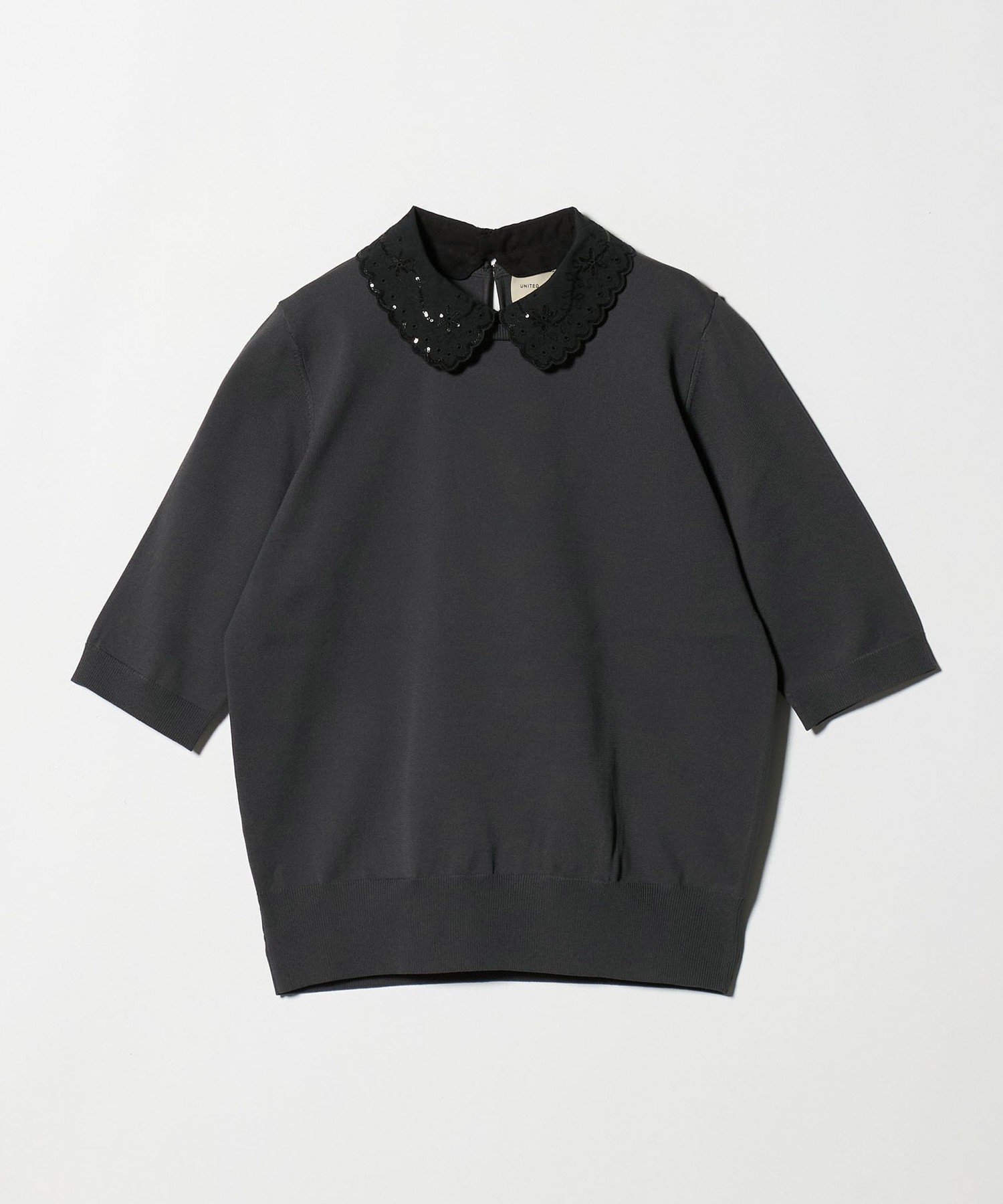 【ユナイテッドアローズ/UNITED ARROWS】のレディー フラワー ビジュー ニット インテリア・キッズ・メンズ・レディースファッション・服の通販 founy(ファウニー) 　ファッション　Fashion　レディースファッション　Fashion for Women　トップス・カットソー　Cut & Sew Tops　ニット　Knit Tops & Sweaters　シンプル　Simple, Minimal　スパンコール　Sequins, Sequin Embellishment　ビジュー　Bijou, Jewel-like Accent　フェミニン　Feminine, Girly　フラワー　Flower, Floral　DK.GRAY|ID: prp329100004990037 ipo3291000000037377120