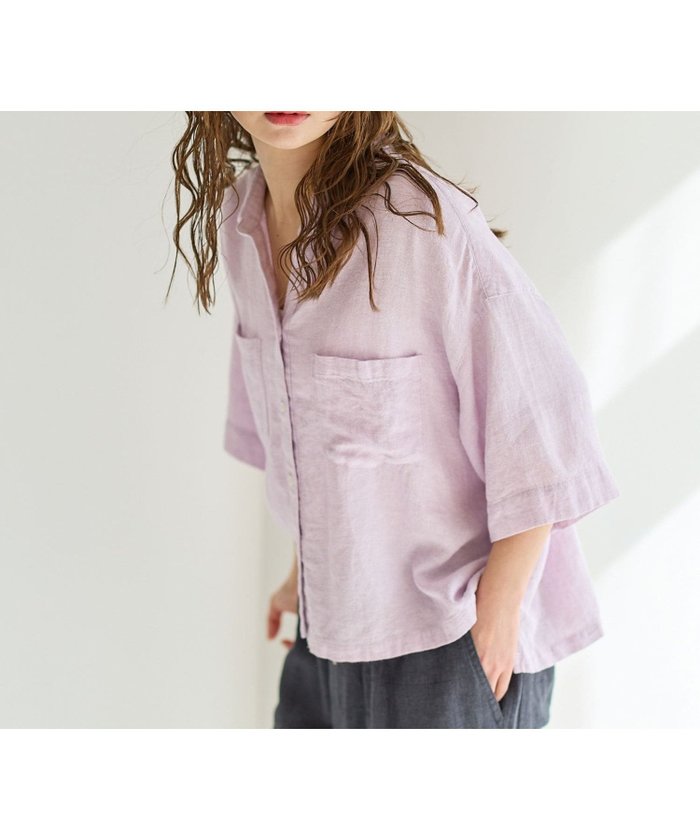 【ベイフロー/BAYFLOW】のリネンクロップド半袖シャツ インテリア・キッズ・メンズ・レディースファッション・服の通販 founy(ファウニー) https://founy.com/ ファッション Fashion レディースファッション Fashion for Women トップス・カットソー Cut & Sew Tops シャツ・ブラウス・オフィスカジュアル Elegant Blouses & Button-Ups おすすめ Recommended / Our Picks ショート Short, Short Length ストライプ Stripe, Striped Pattern スリット Slit, Slit Detail ポケット Pocket, Pocket Detail リネン Linen, Linen Fabric ワイド Wide, Wide Fit 半袖 Short Sleeve, Half Sleeve 夏 Summer 春 Spring S/S・春夏 SS, Spring/Summer, Warm Season 無地 Plain, Solid Color |ID: prp329100004990039 ipo3291000000037377125